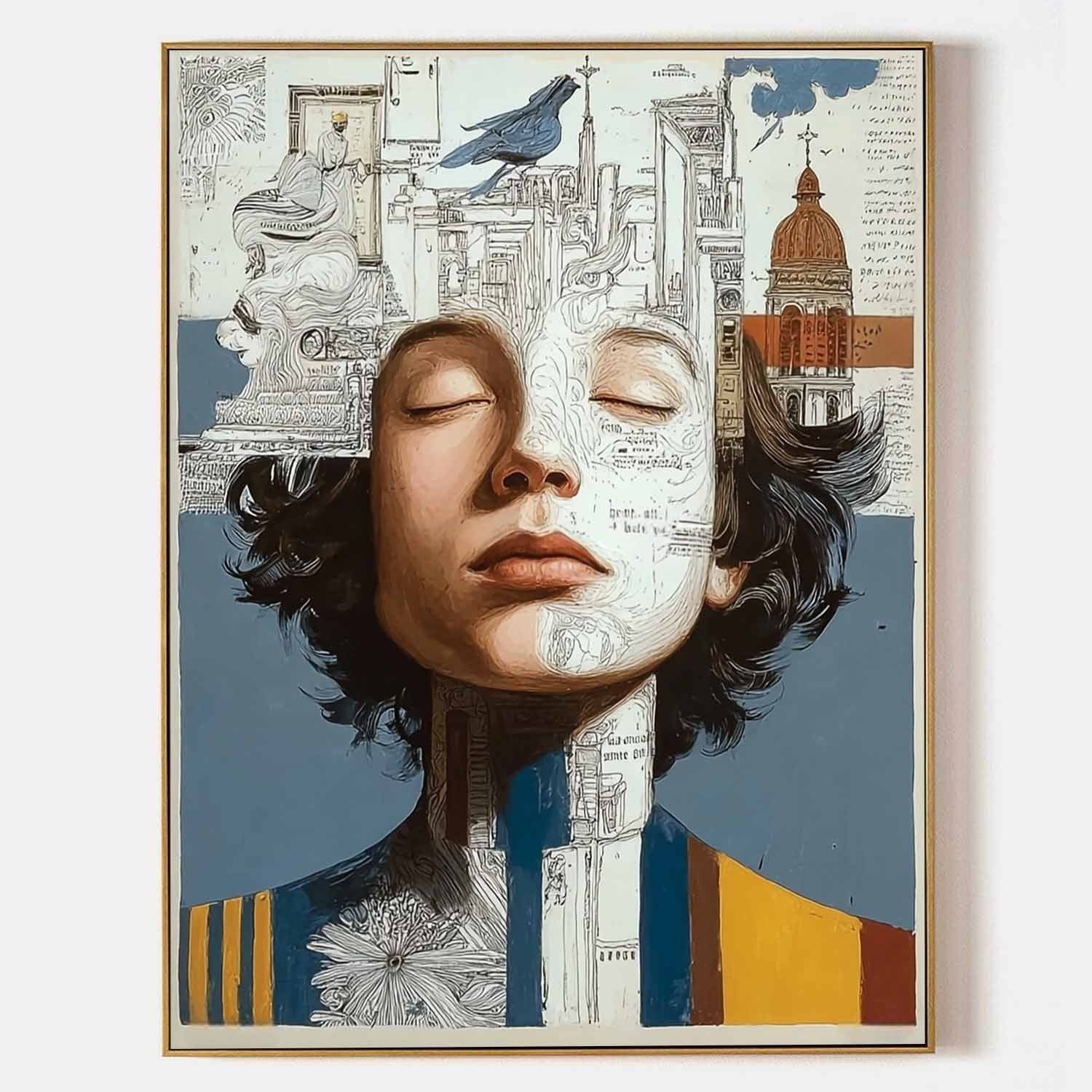 Surreal City Portrait Art Oil Painting