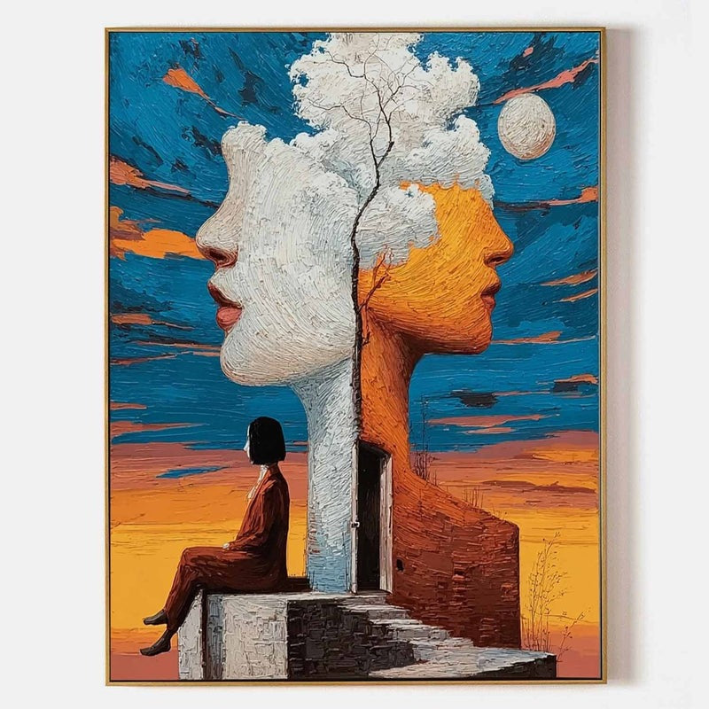 Wall Art Surreal Double Face Tree Figure