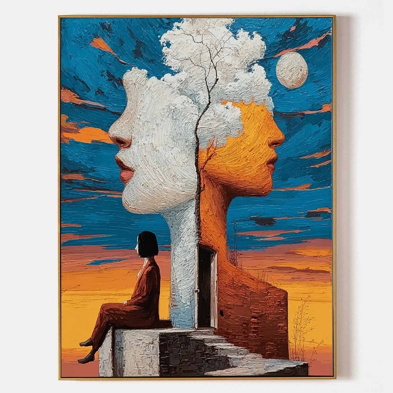 Wall Art Surreal Double Face Tree Figure