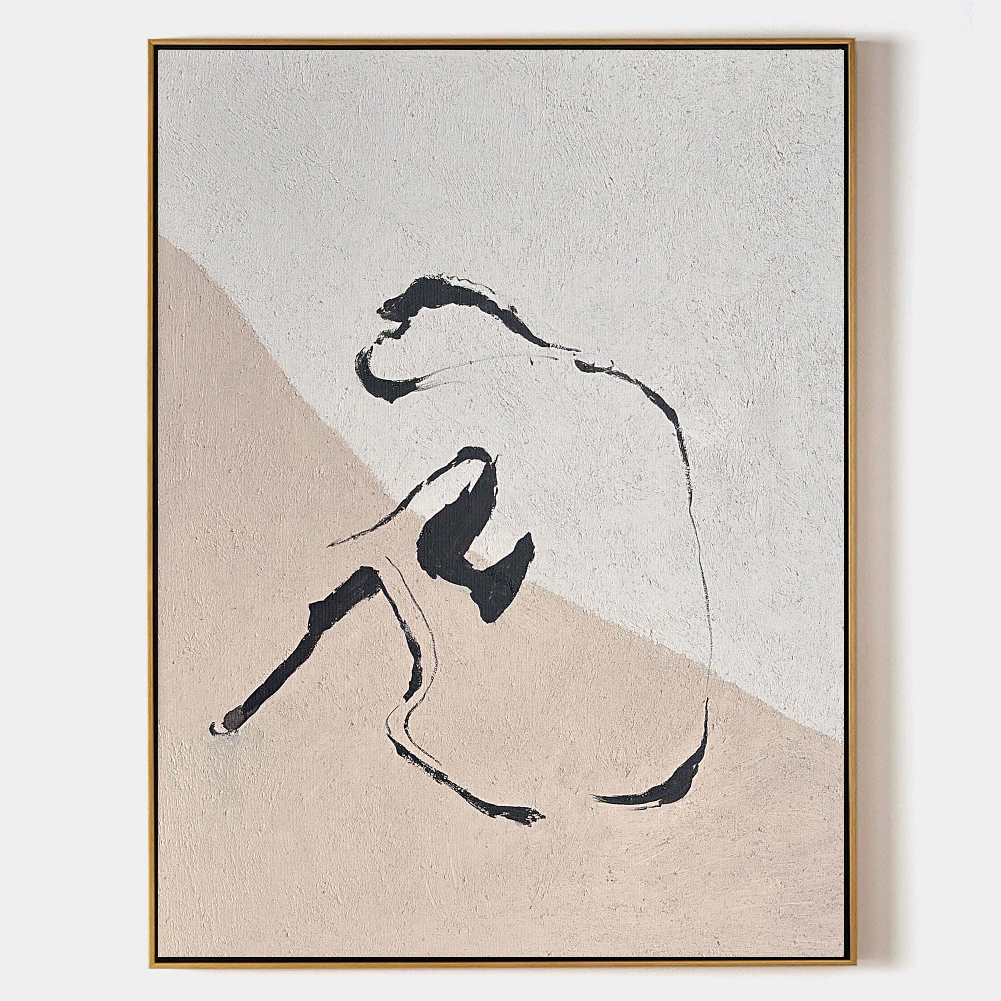 Minimalist Seated Figure Oil Painting