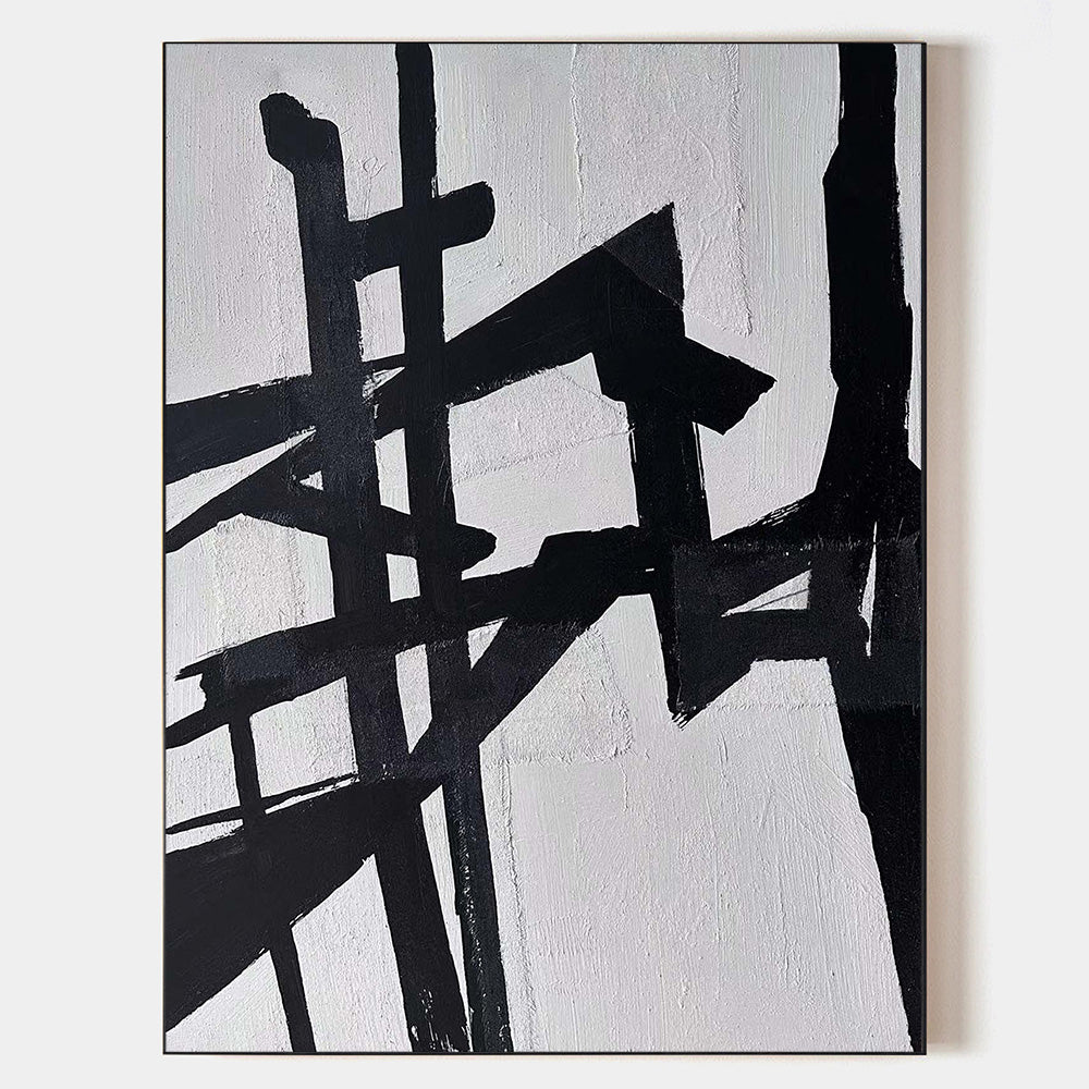 Black White Linear Abstract Painting