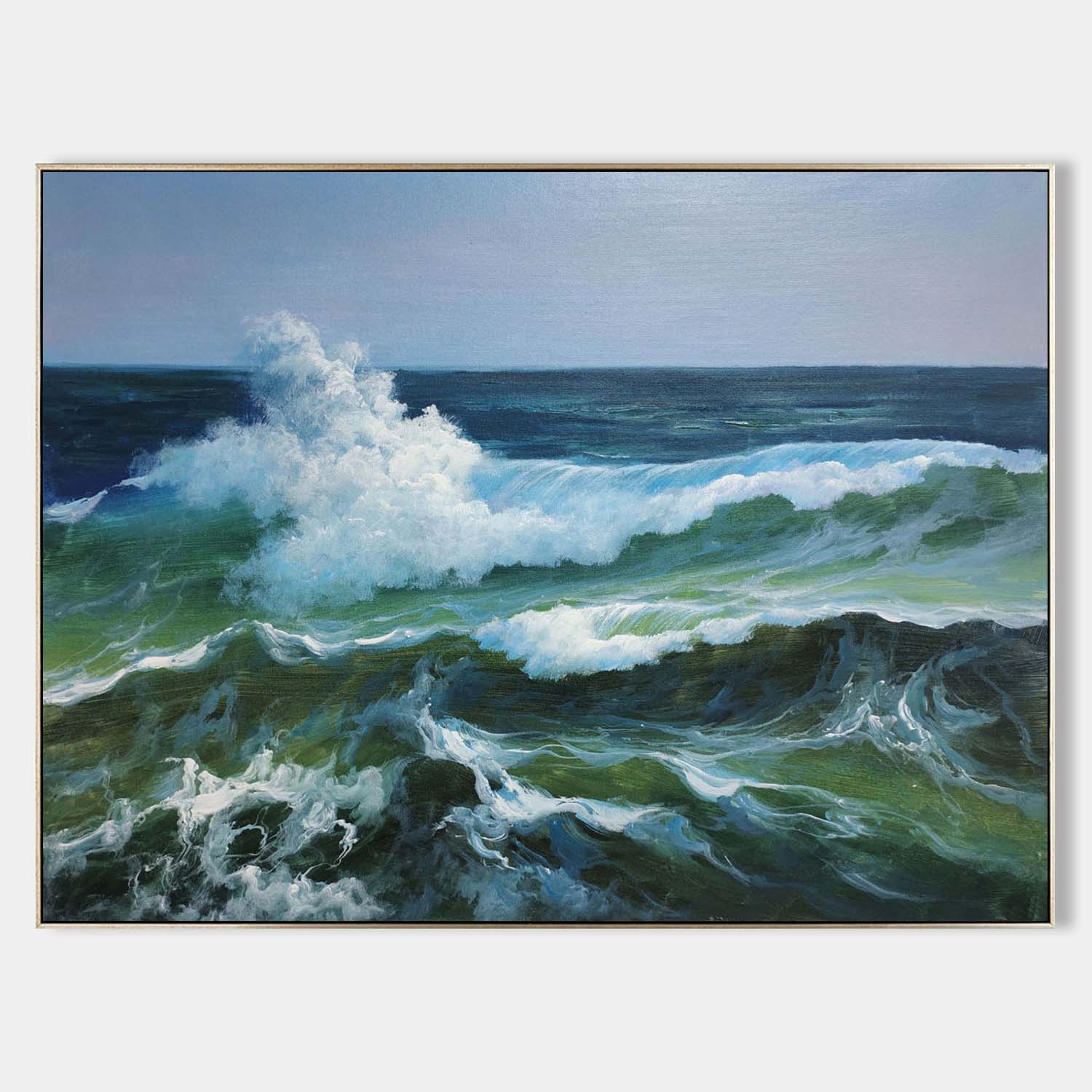Hyperrealism Dynamic Ocean Wave Impasto Painting