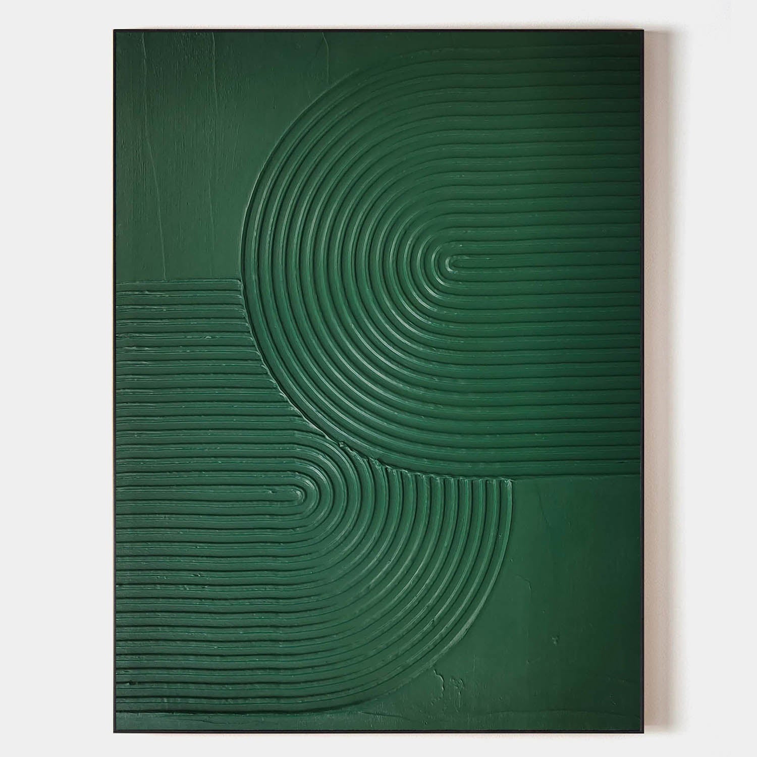 Green Concentric Circle Relief Canvas Art