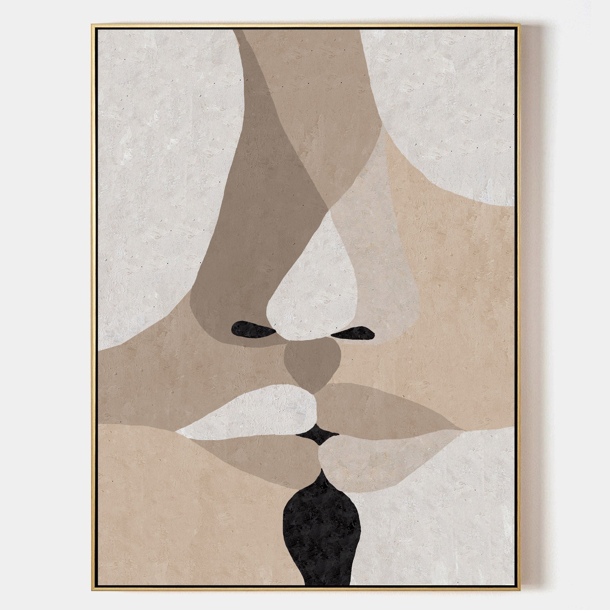 Taupe‑Beige Vertical Face‑Fragment Layer‑Textured Artwork