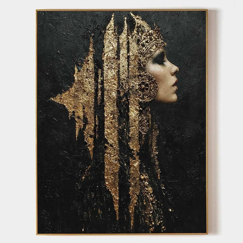 Wall Art Black Gold Queen Profile Portrait