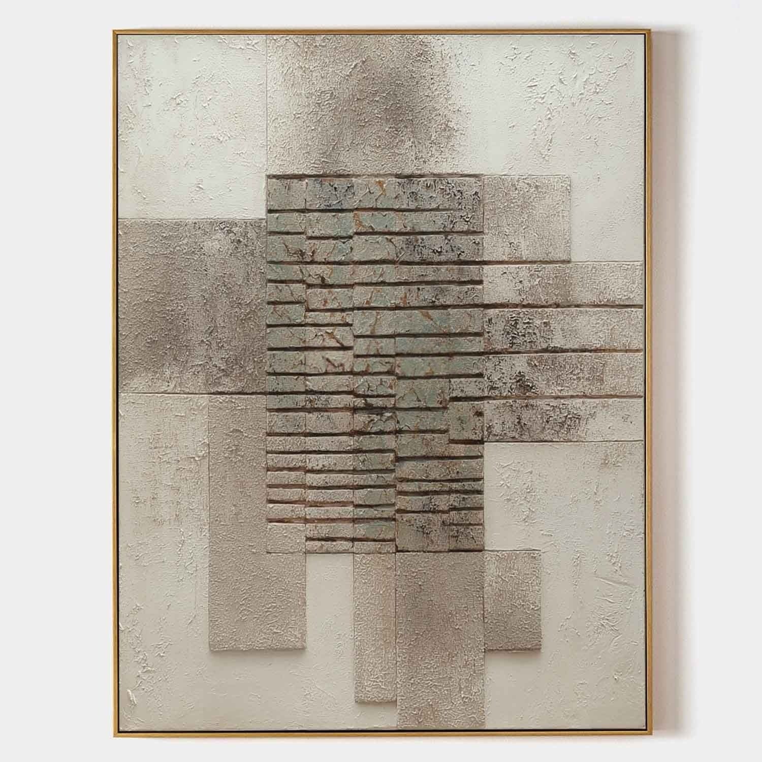 Wabi-Sabi Stacked Stone Bas-Relief Painting