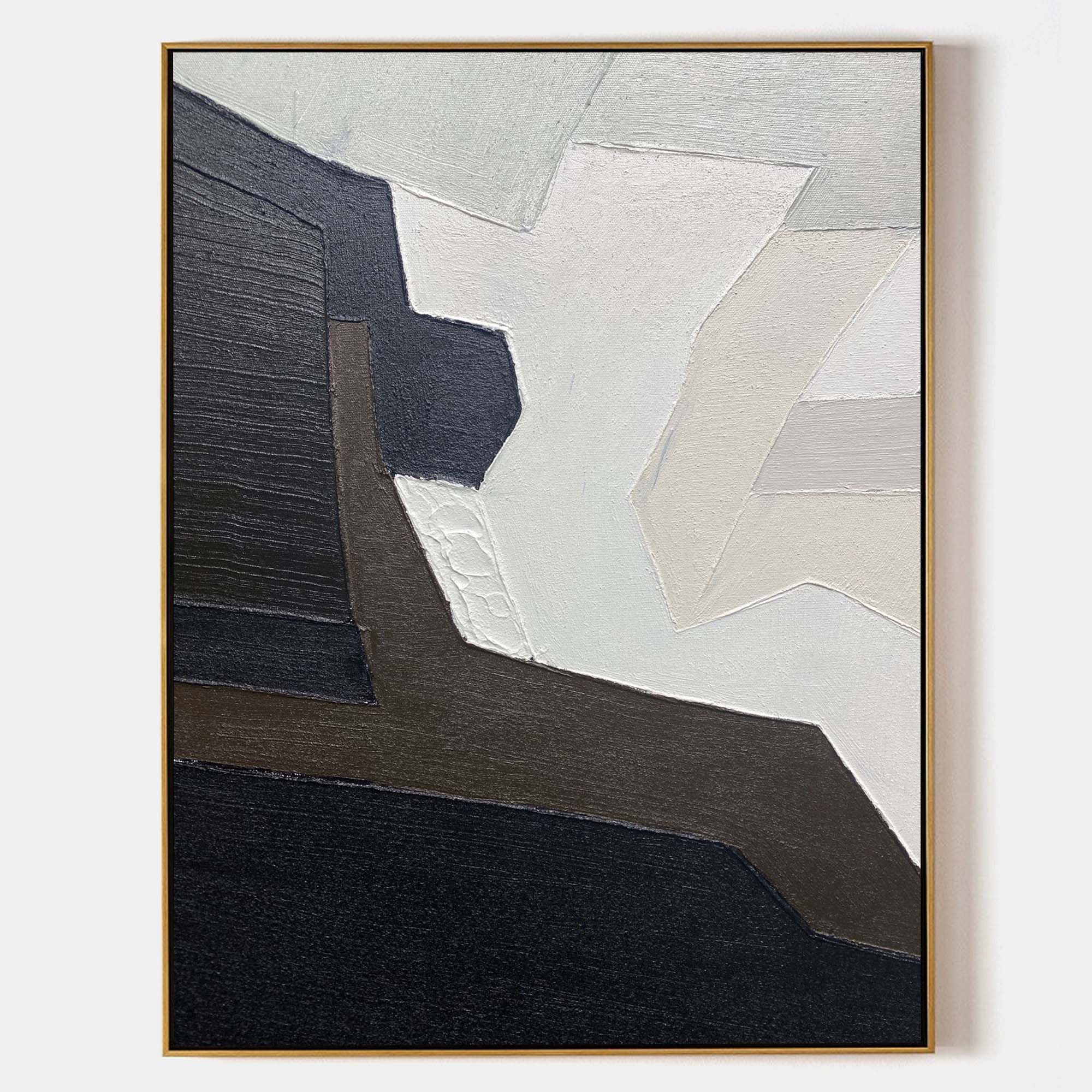 Abstract Black White Linen Canvas Wall Art