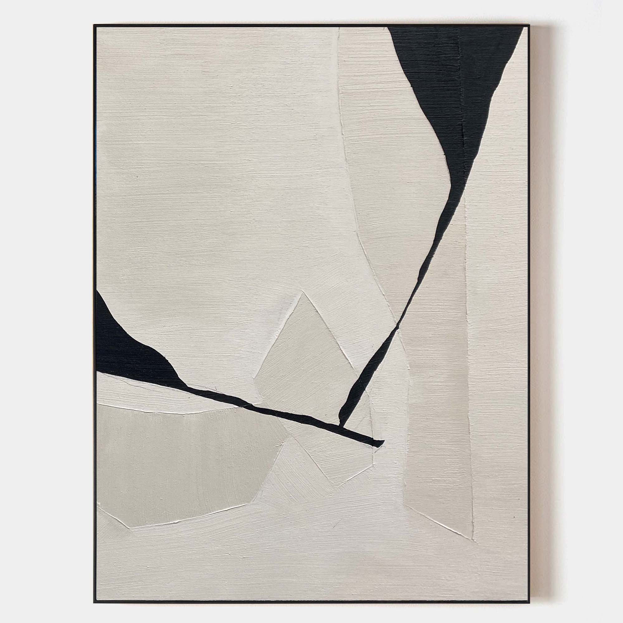 Wall Art Beige Black Geometric Abstract Textured Living Room | Neutralighting