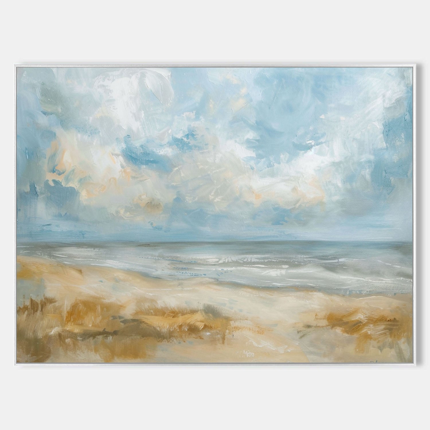 Serene Blue Beige Coastal Painting
