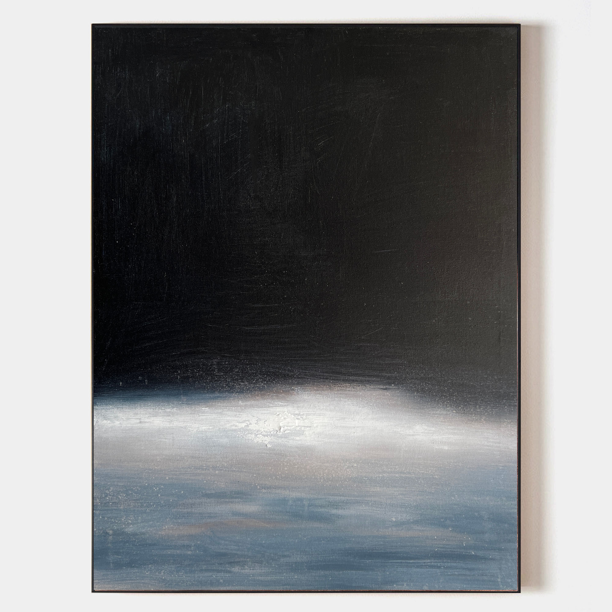 Dark Misty Ocean Horizon Abstract Linen Canvas Wall Decoration