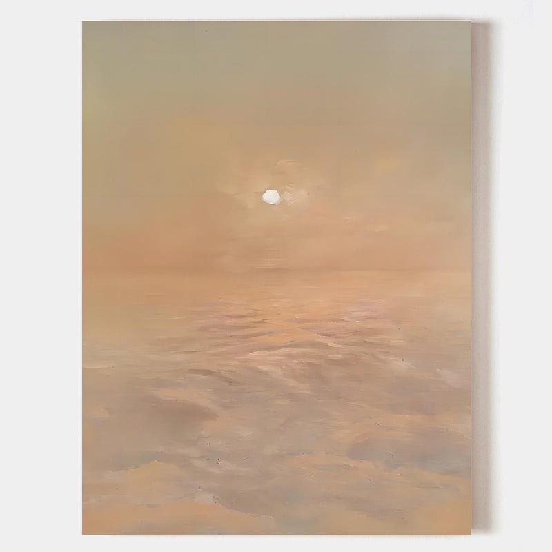 Serene Coastal Sunrise Landscape Oil Painting