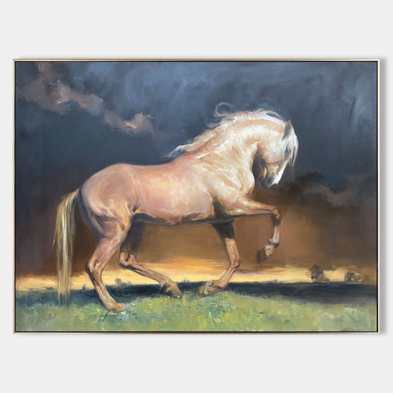 Galloping Horse Dramatic Landscape Painting