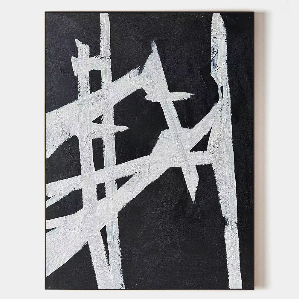 Black White Linear Abstract Painting