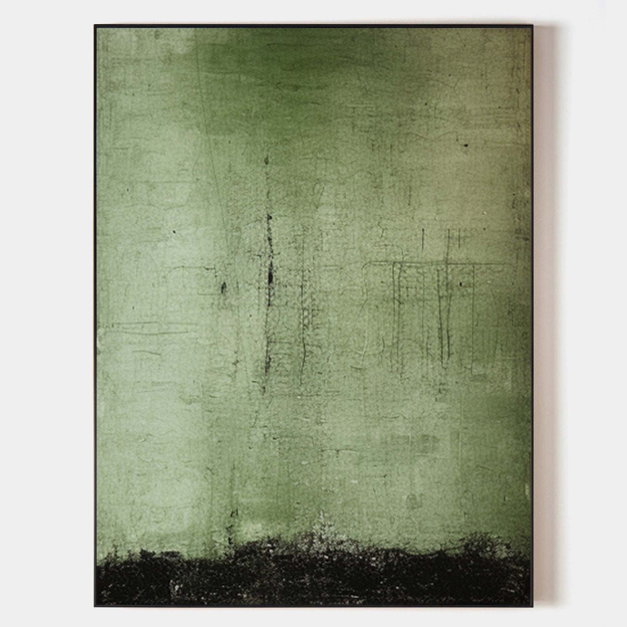 Moss Green Textured Minimalist Abstract Wall Art