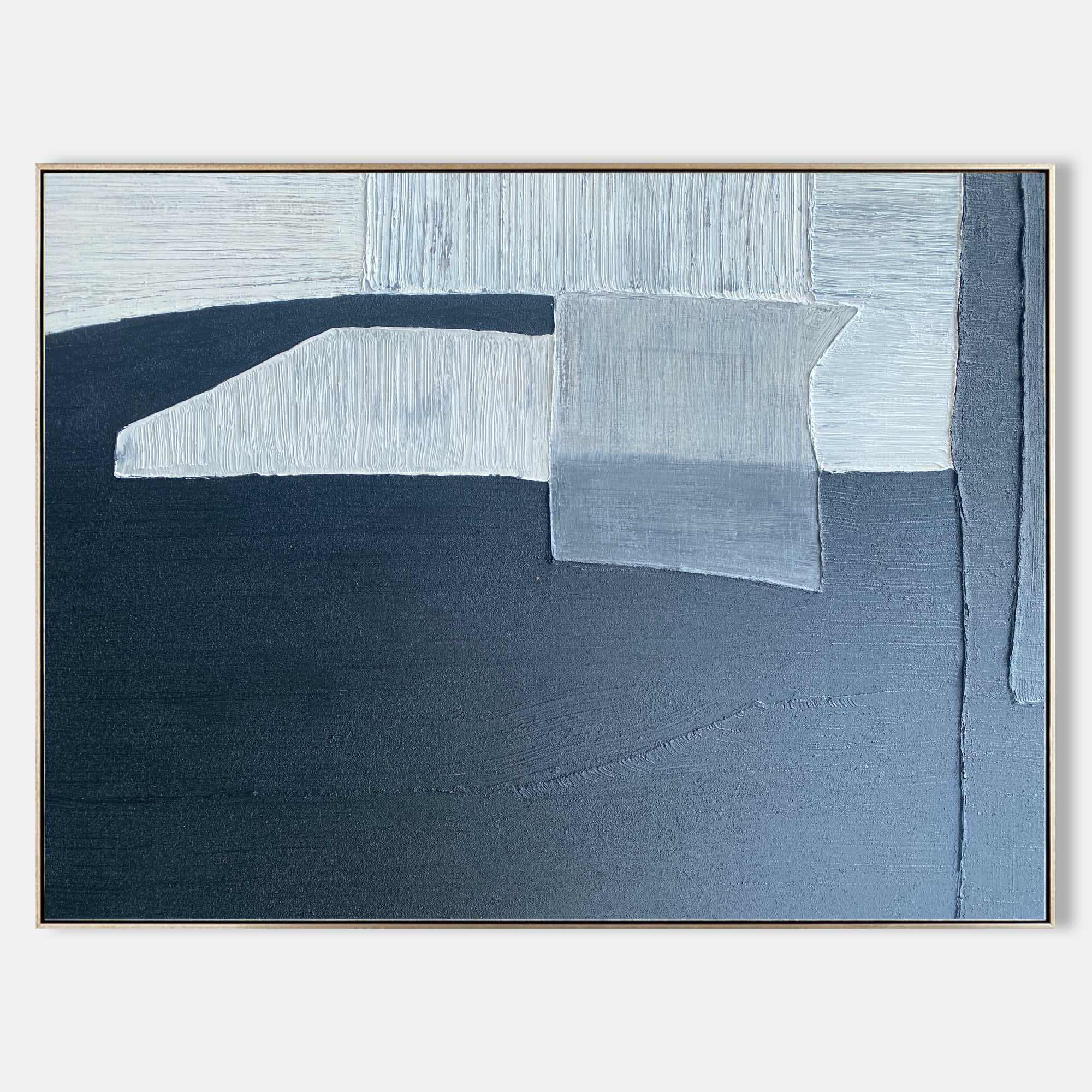 Minimalist Blue White Geometric Abstract Paintin