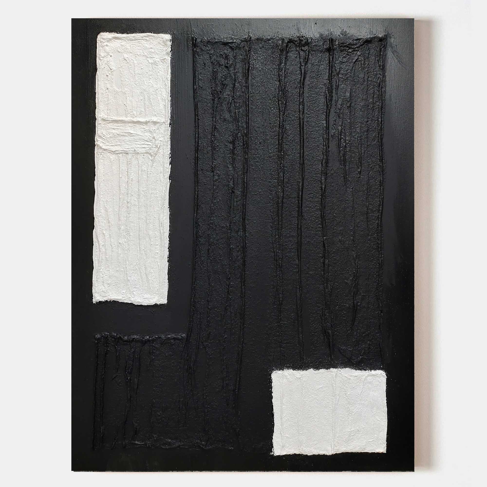 Wall Art Black White Geometric Block Abstract