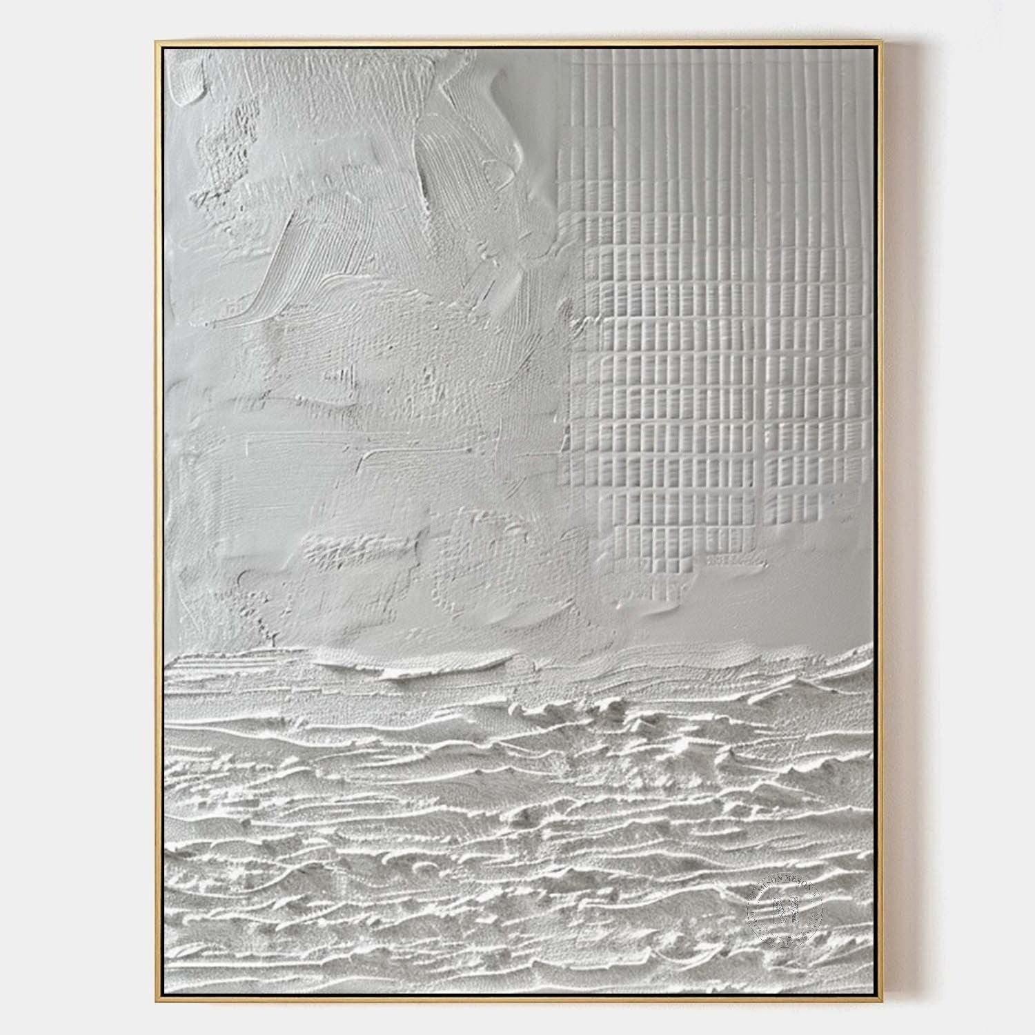 Wall Art Neutral Coastal Grid Painting