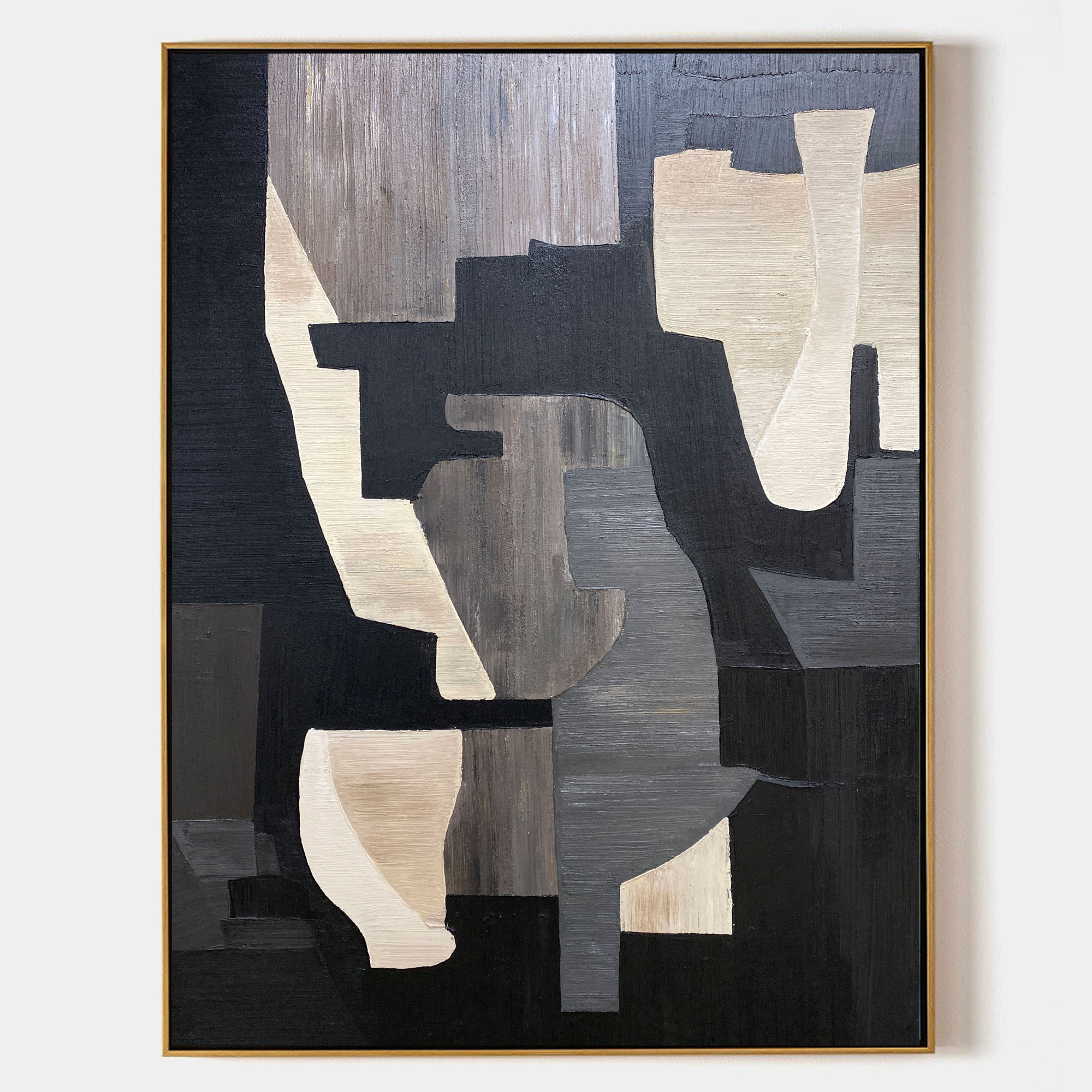 Black And Brown Abstract Painting ABAV280 - Neutralighting
