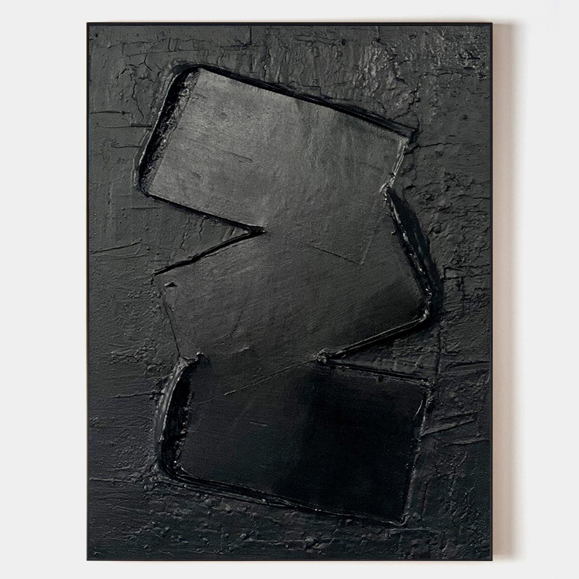 Wall Art Abstract Black Textured Painting