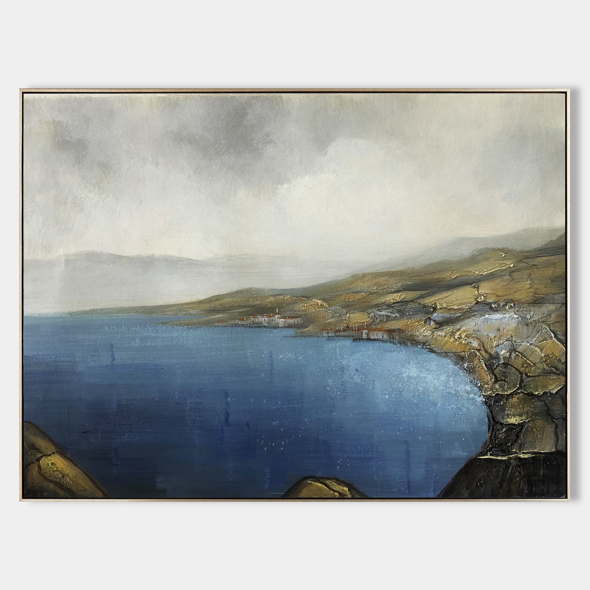 Vintage Seascape Landscape Abstract Unstretched Linen Canvas Wall Art