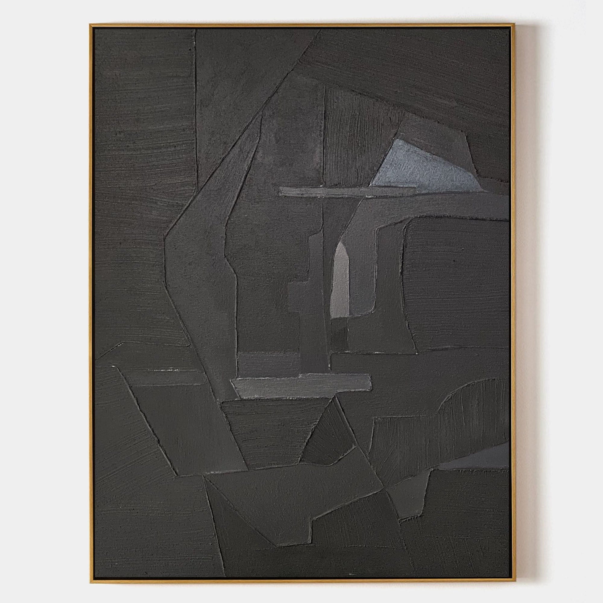 Dark‑Tone Fragmented Geometric Abstract Heavy Textured Artwork