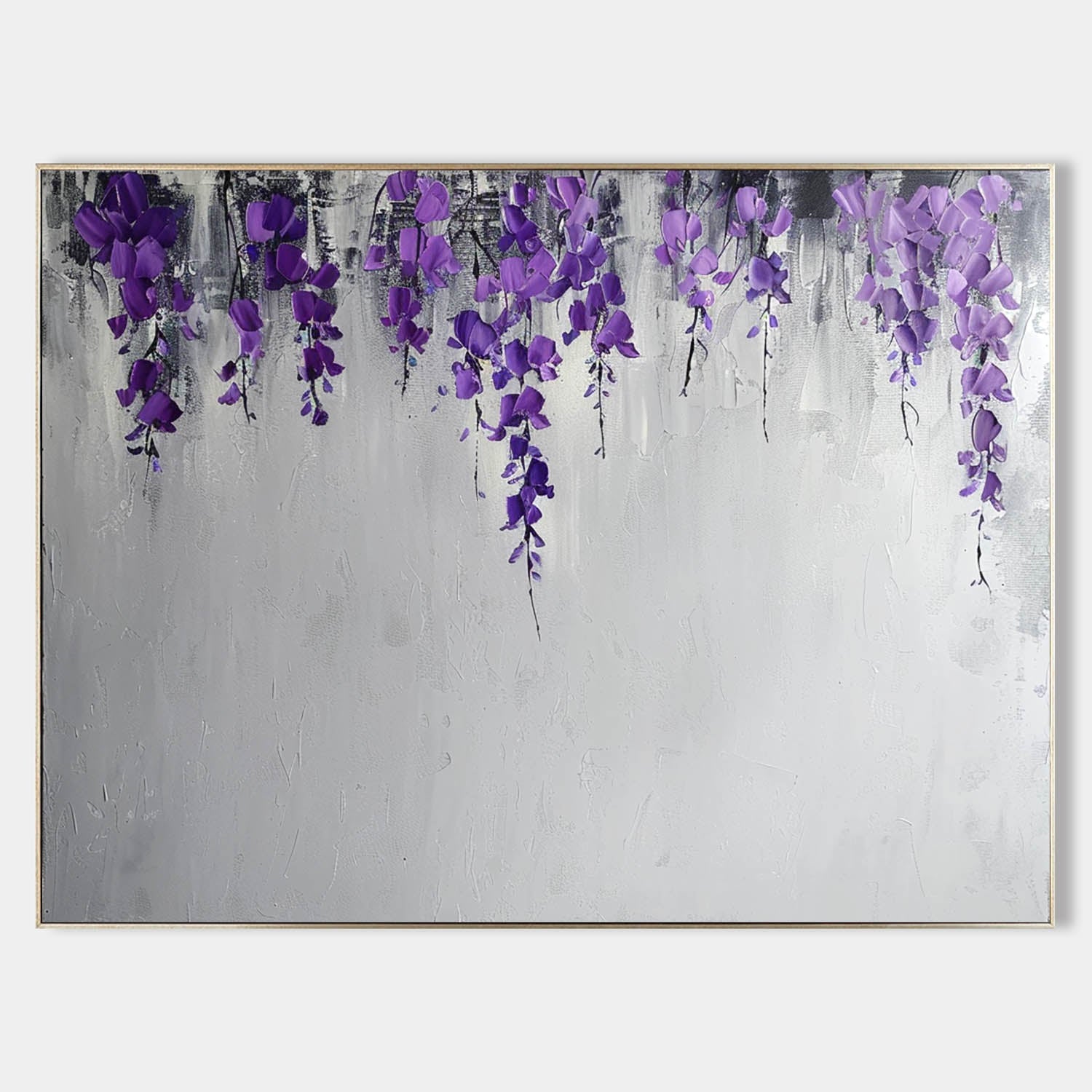 Wall Art Cascading Purple Wisteria Minimalist