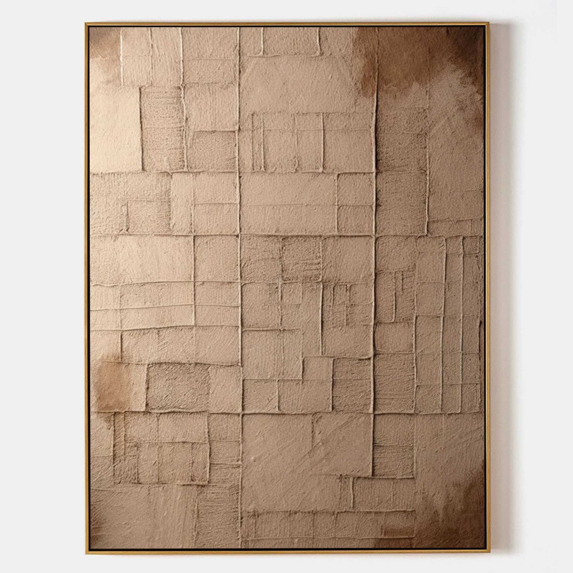 Wall Art Brown Geometric Plaster Relief