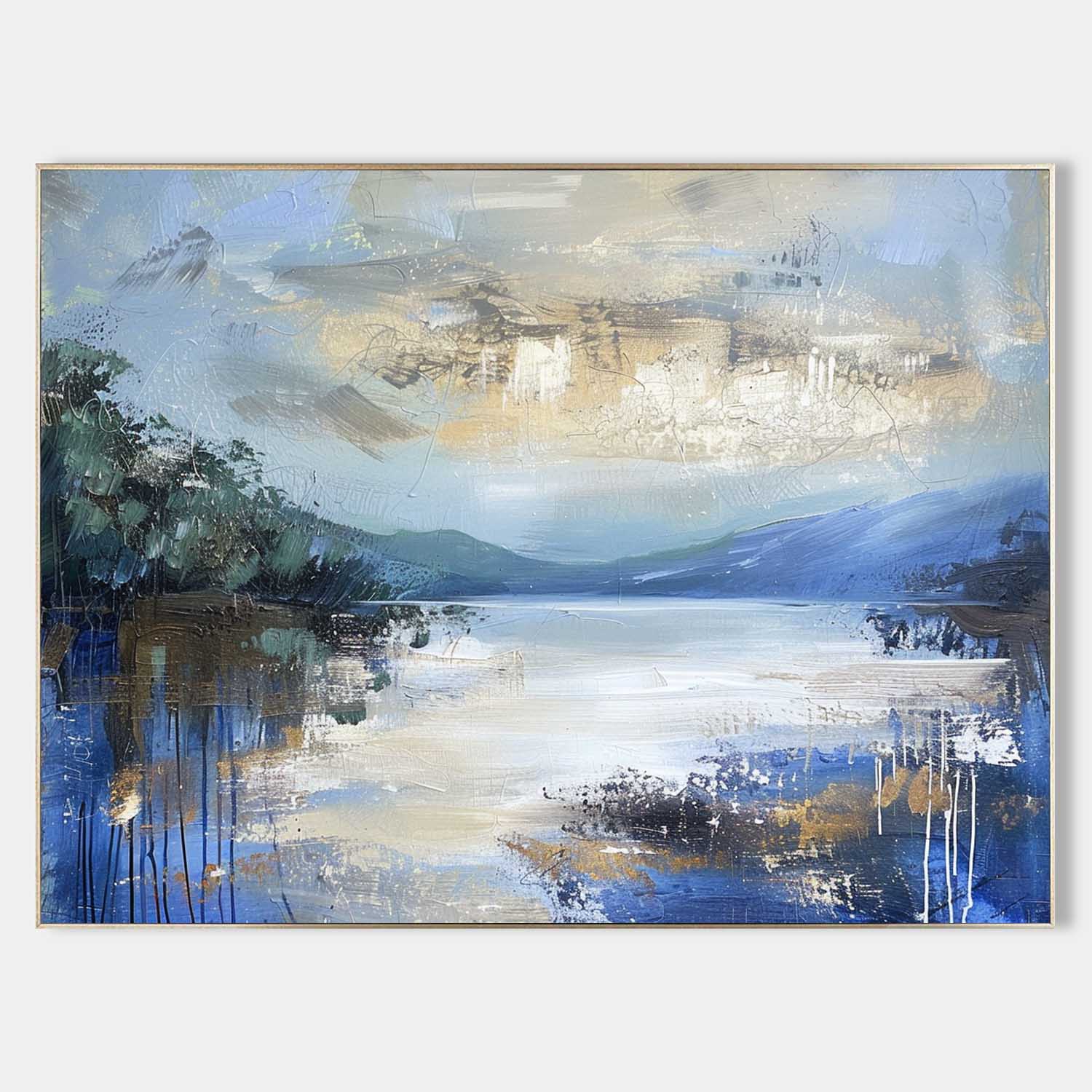 Blue Gold Abstract Painting