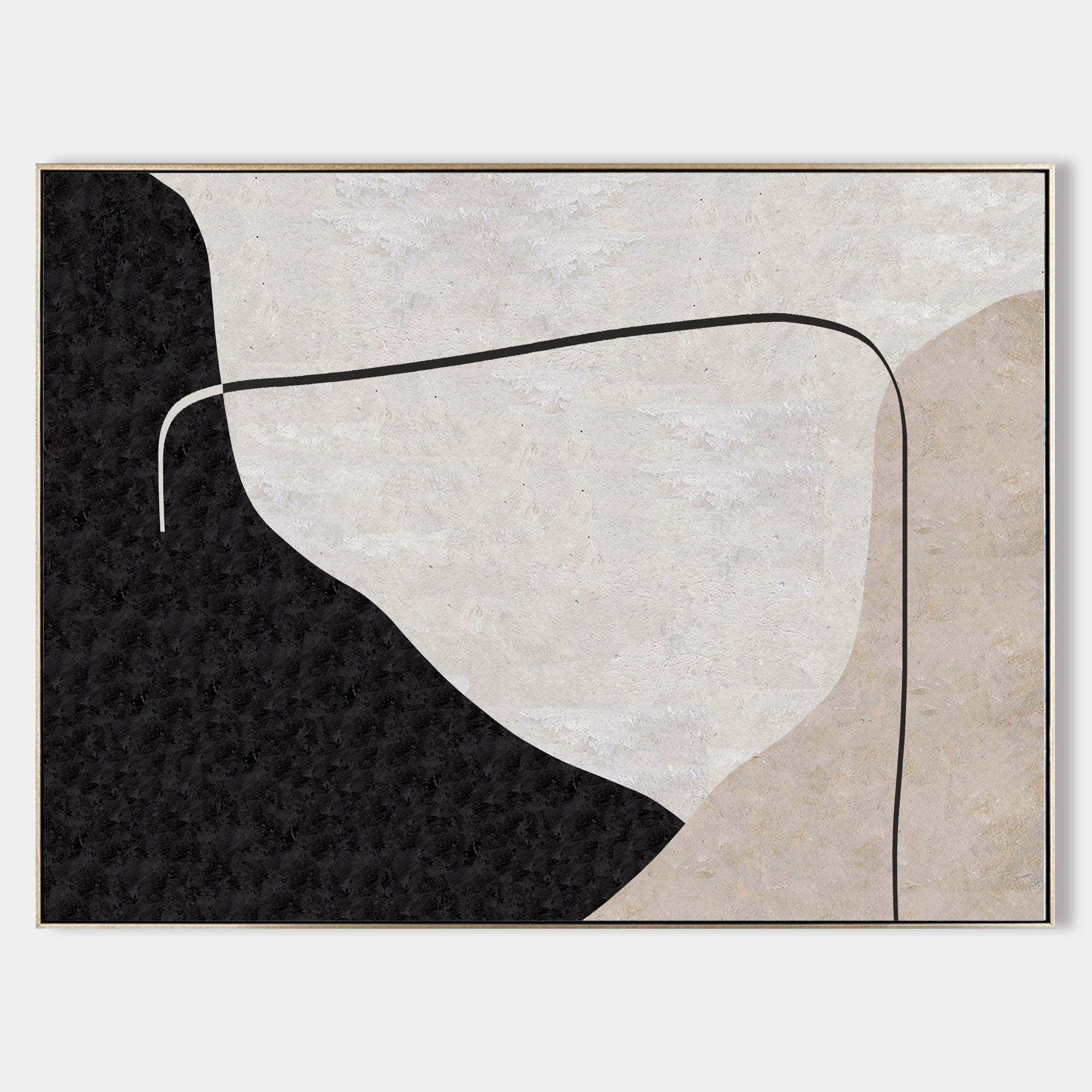 Minimalist Black Beige Abstract Face Silhouette Painting