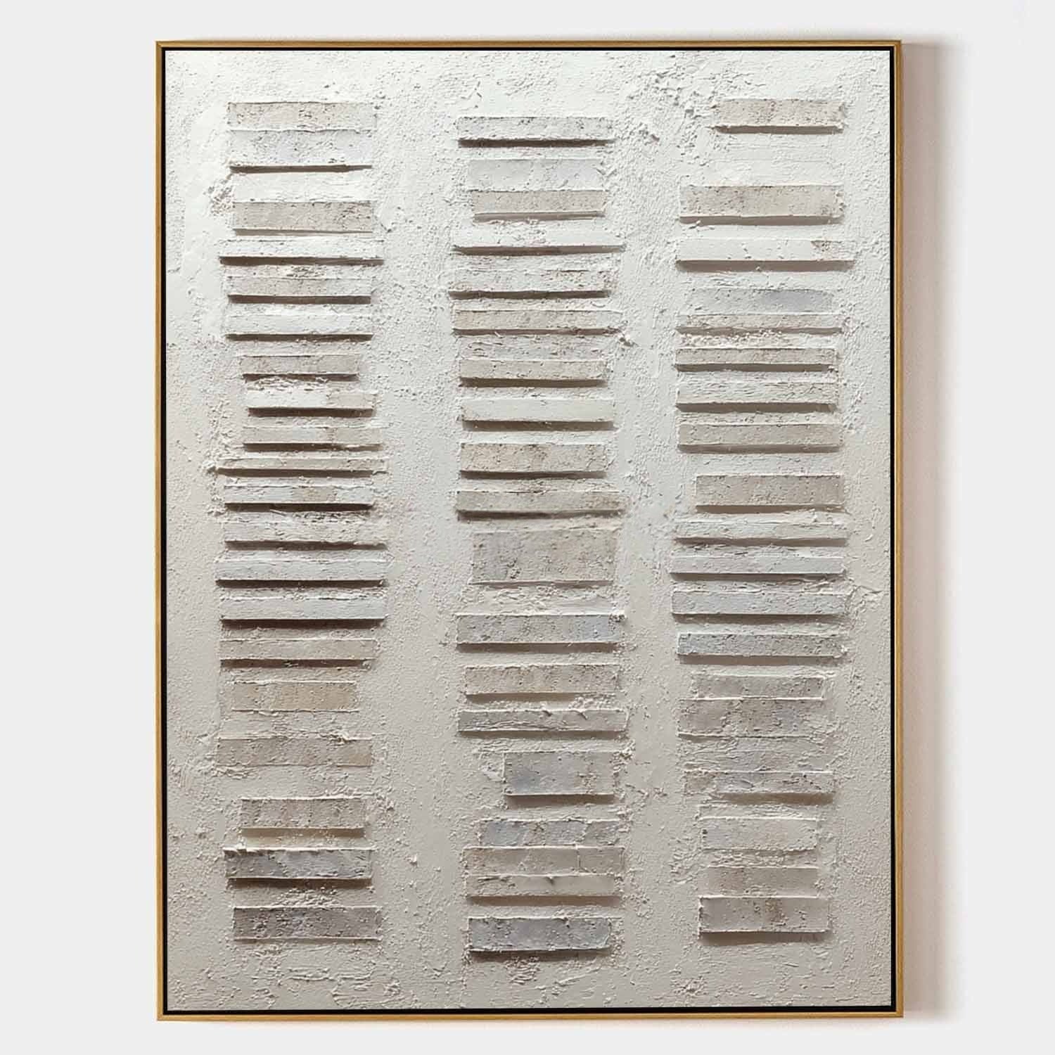Wall Art Vertical Textured Abstract Striped Scene Serene Neutral