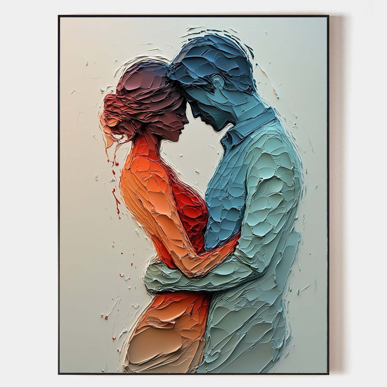 Zora Embracing Couple Textured Canvas Art