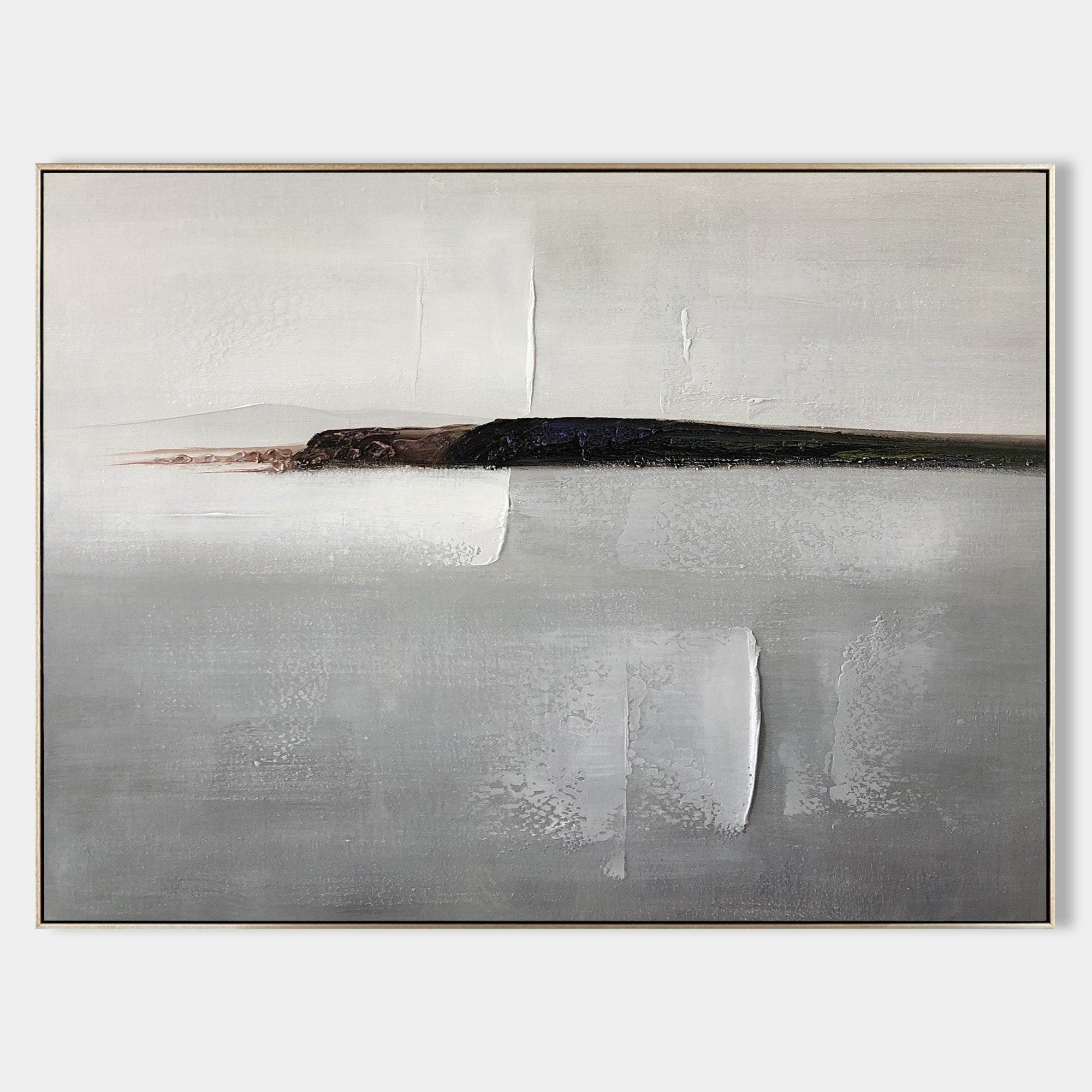 Muted Neutral Landscape Abstract Unstretched Linen Canvas Wall Art