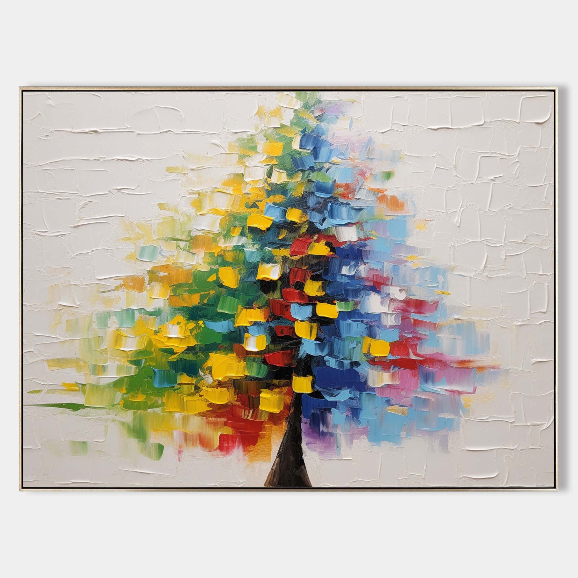 Wall Art Colorful Tree Palette Knife Canvas