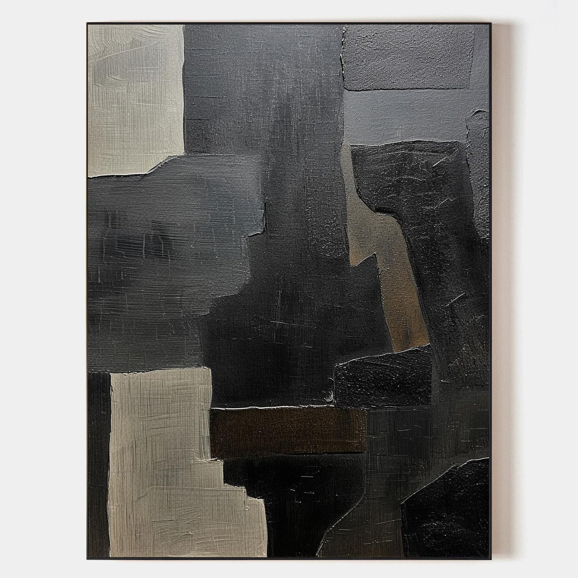 Black Charcoal Beige Abstract Painting