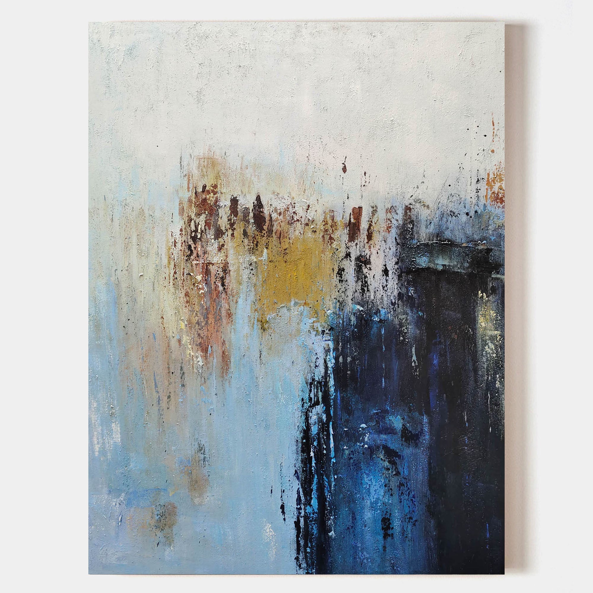 Vertical Impasto Abstract Unstretched Acrylic Canvas Wall Artwork