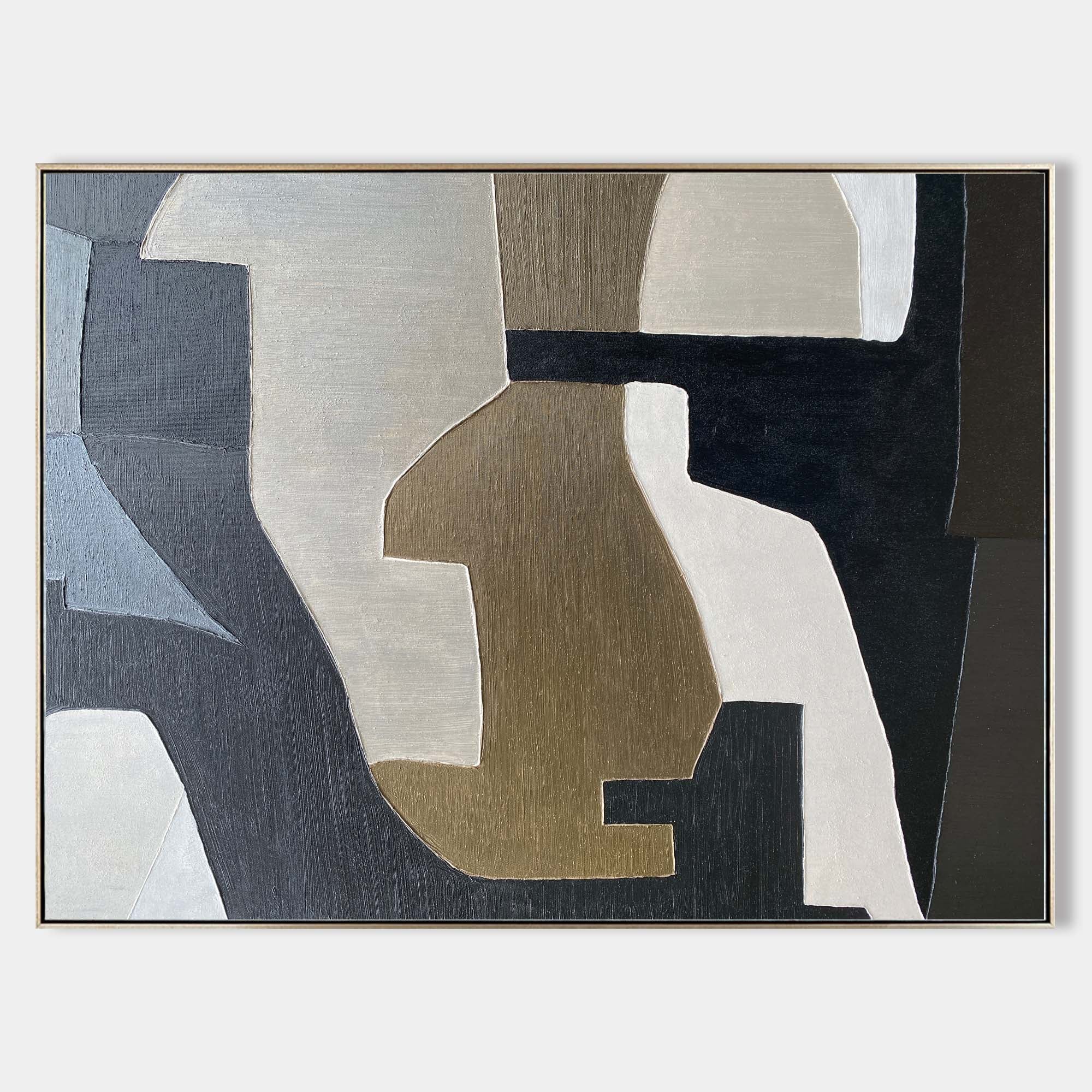 Black And Brown Abstract Painting ABAH74 - Neutralighting