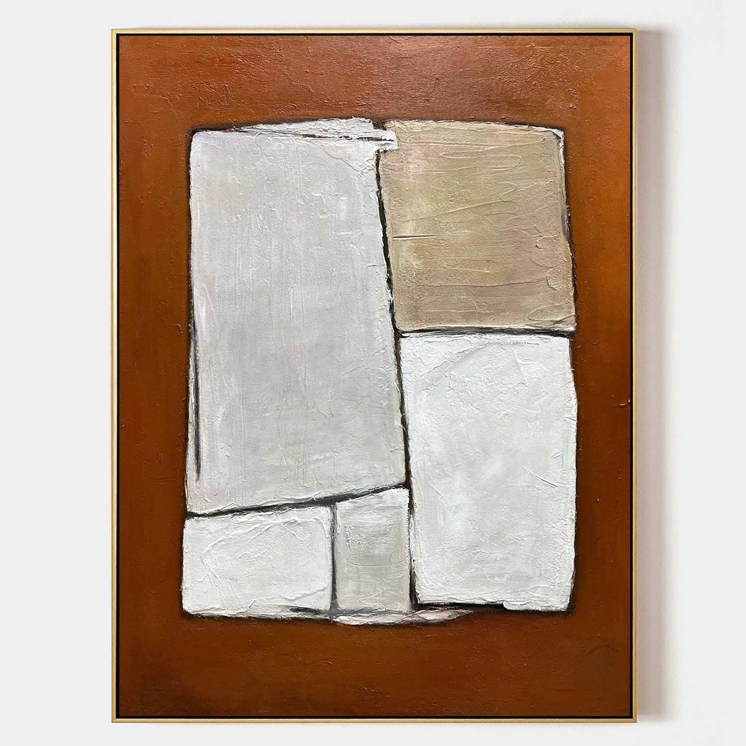 Wall Art Minimalist Geometric Block Brown