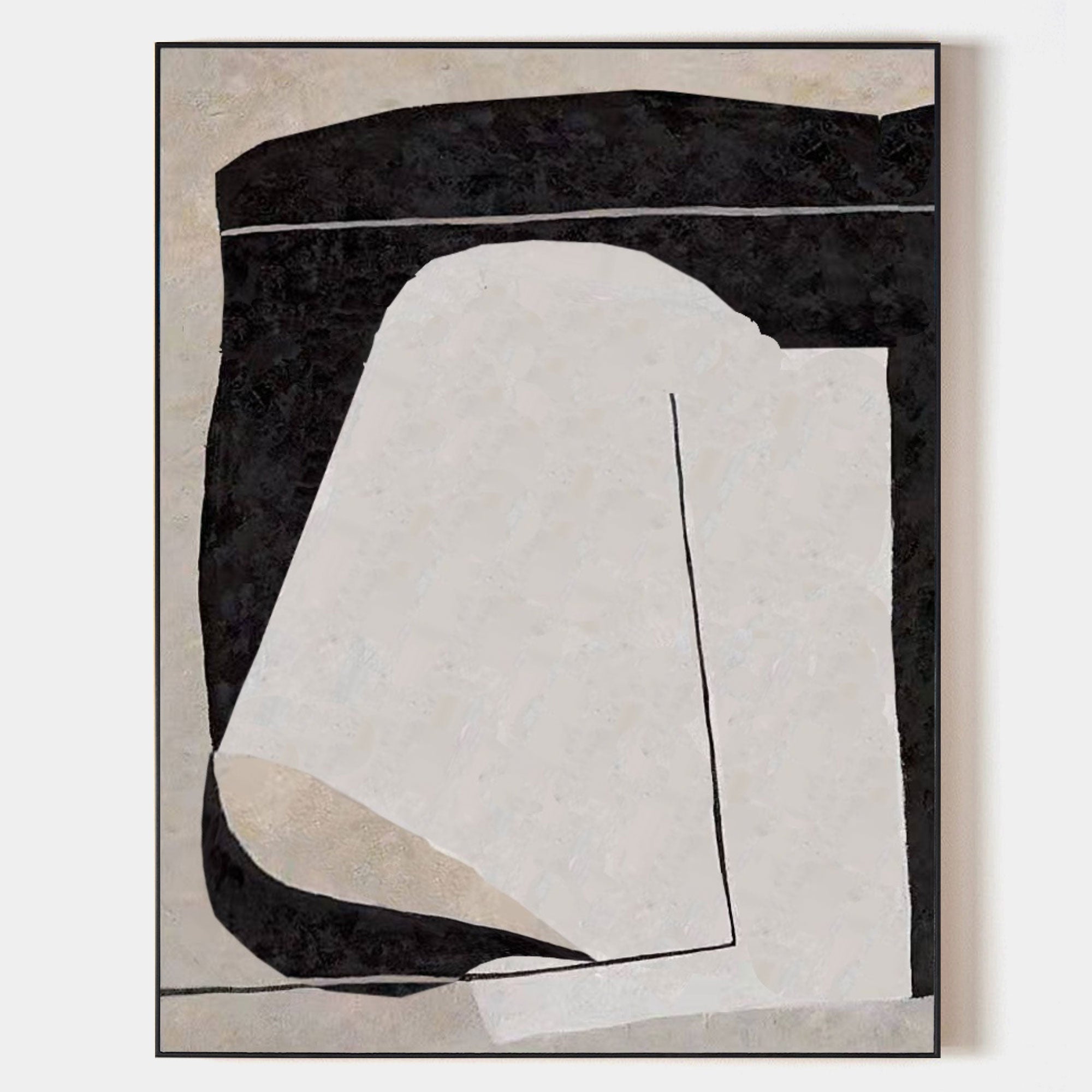 Minimalist Black White Abstract Framed Wall Art