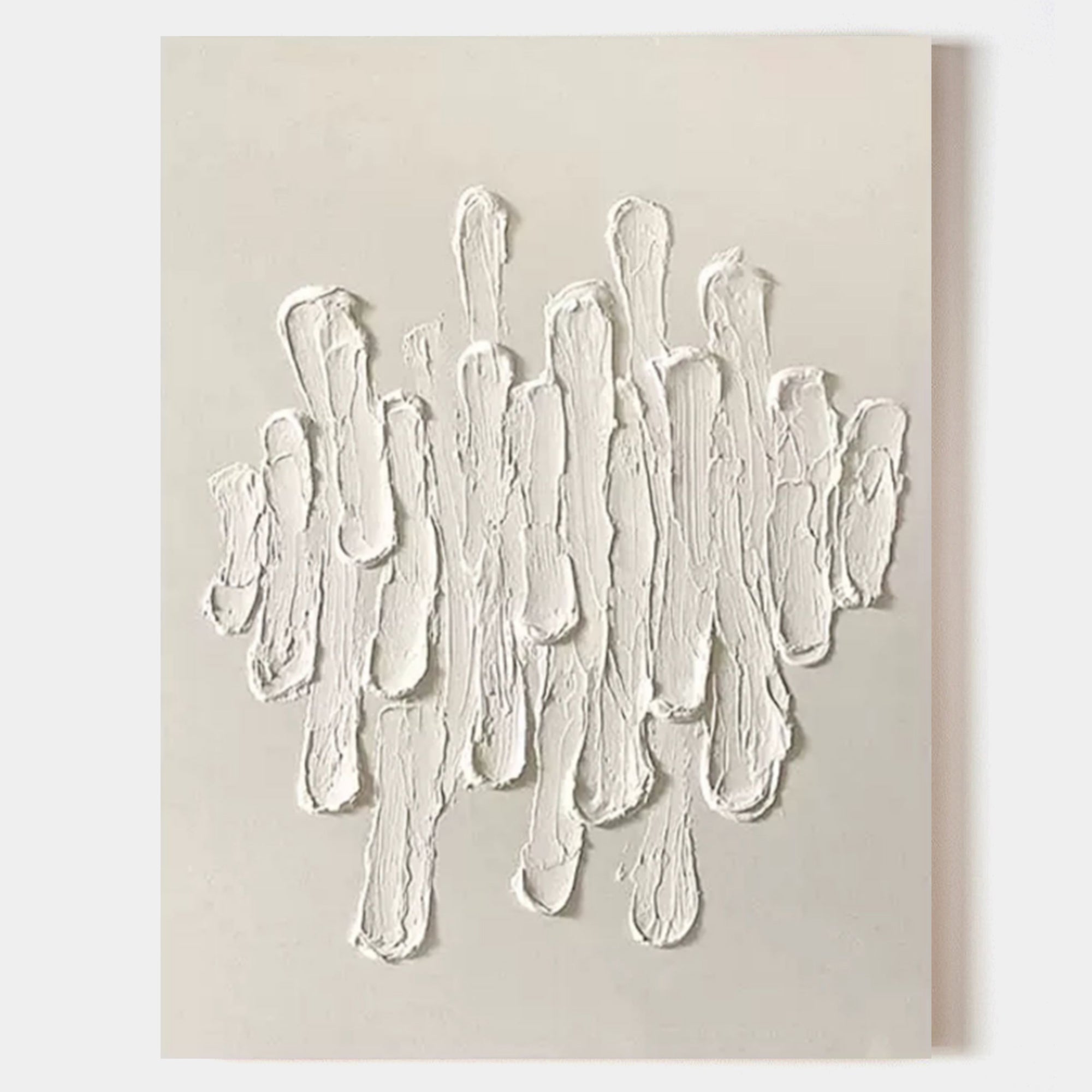 Wall Art White Plaster Strokes Minimalist Texture Living Room | Neutralighting