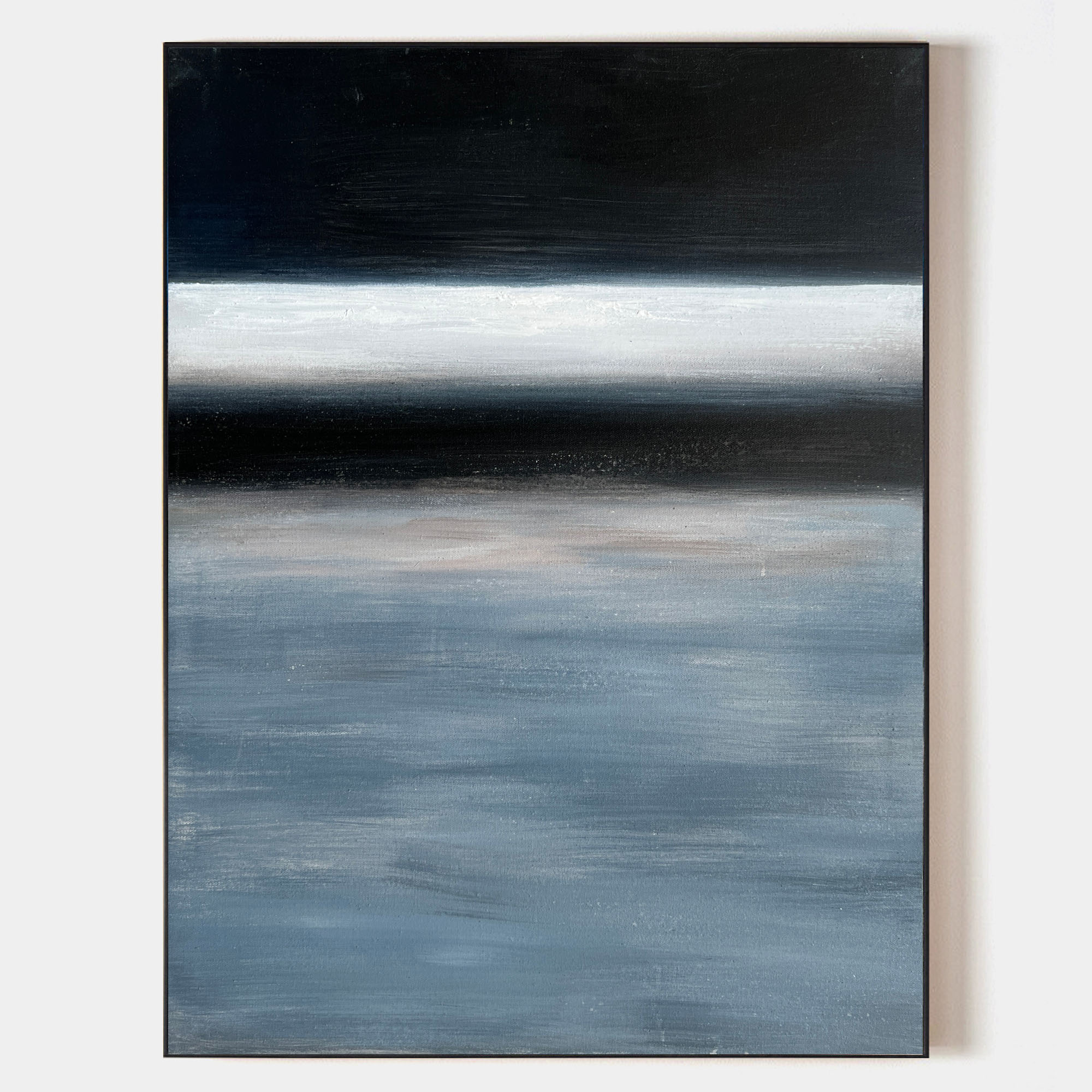 Moody Ocean Horizon Abstract Linen Canvas Wall Artwork