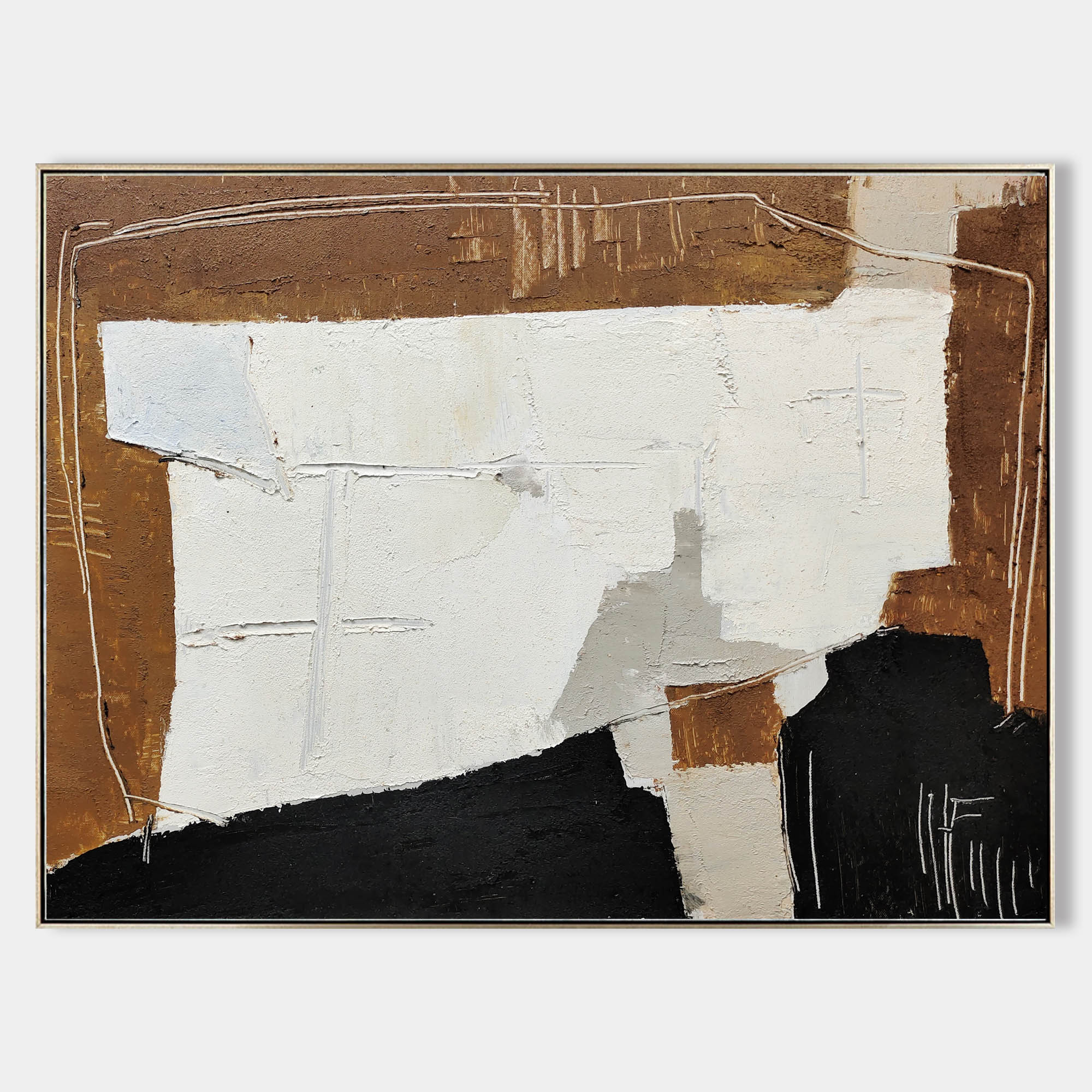 Black And Brown Abstract Painting ABAH51 - Neutralighting