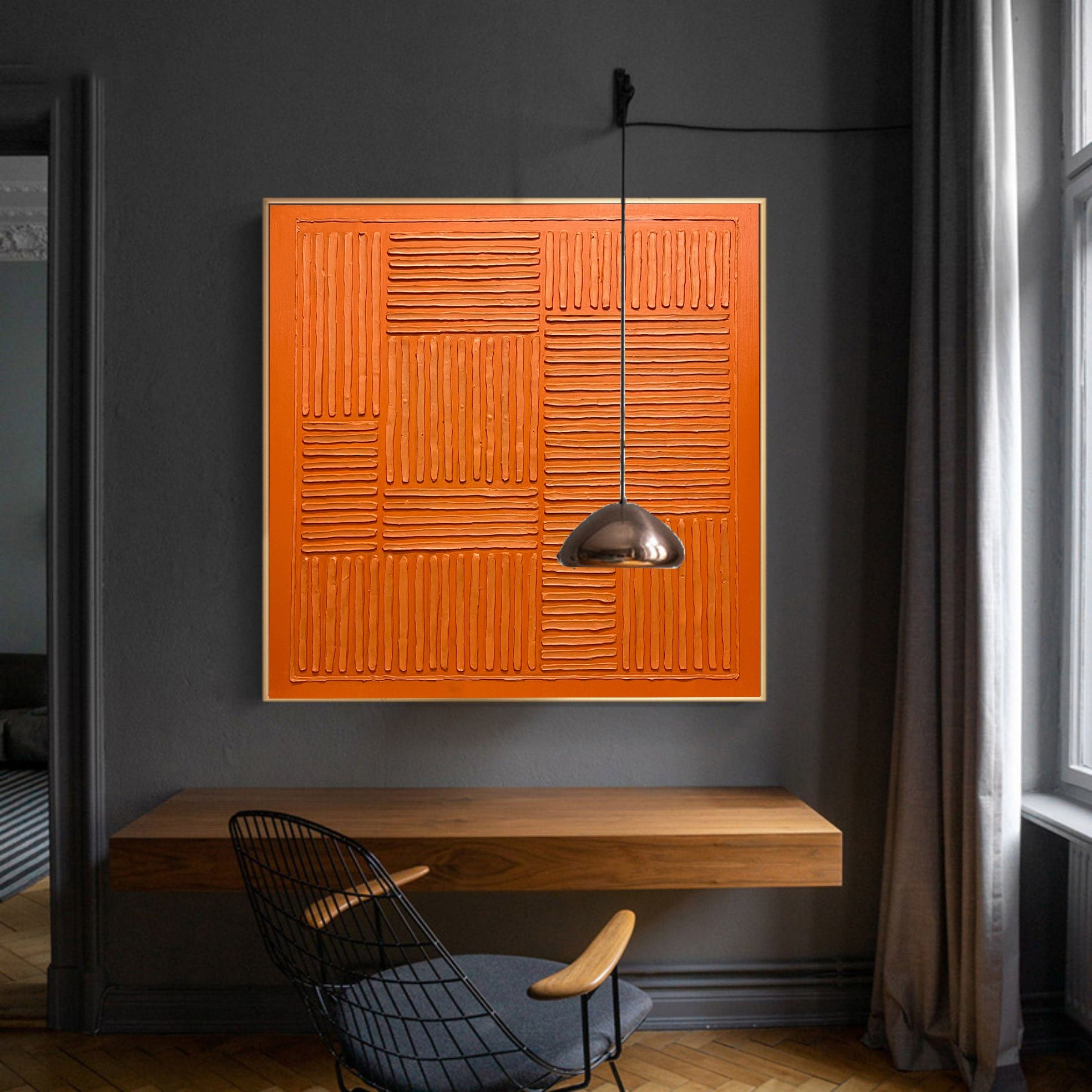 Wall Art Orange Energetic Abstract Chaotic