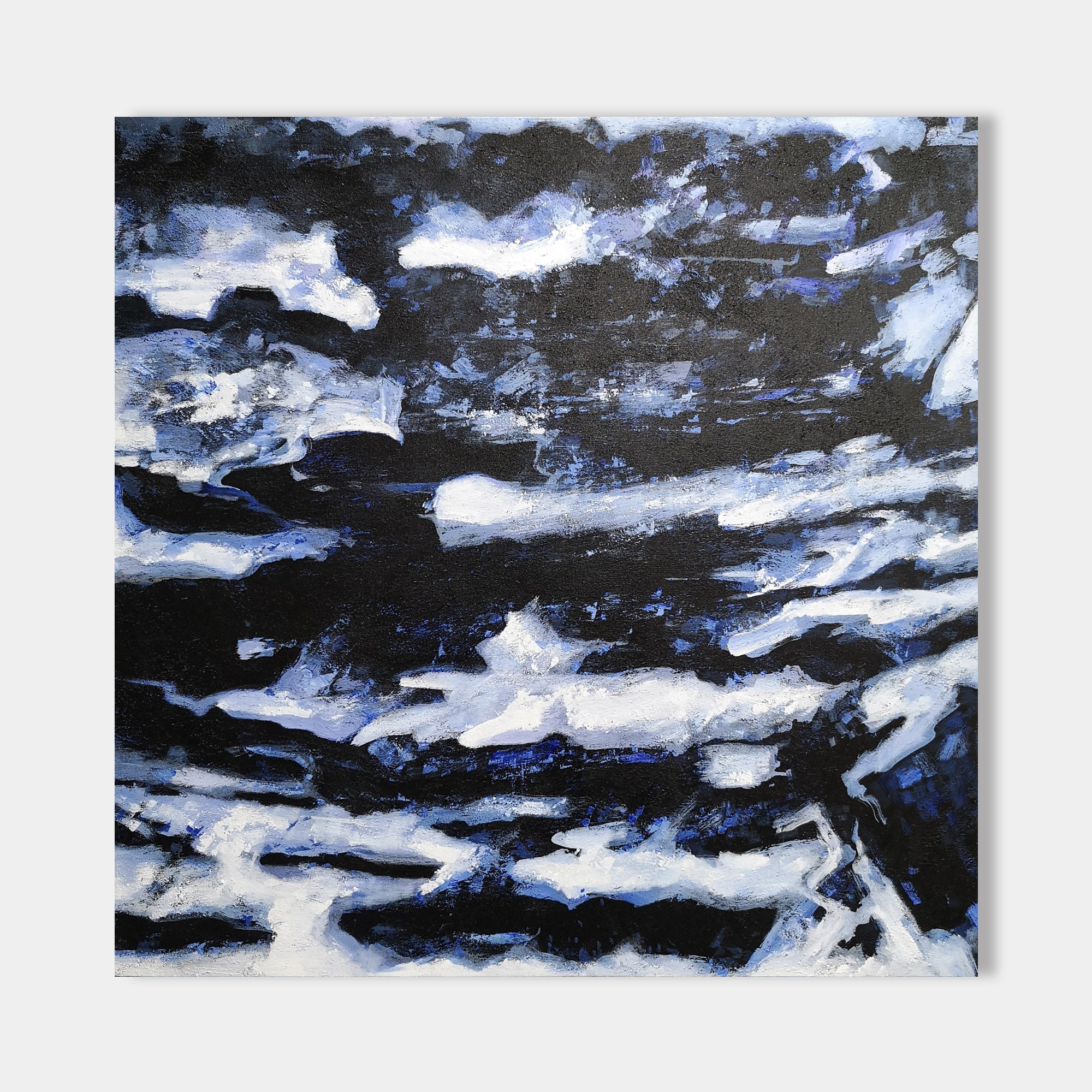 Deep Blue Blakc Abstract Painting