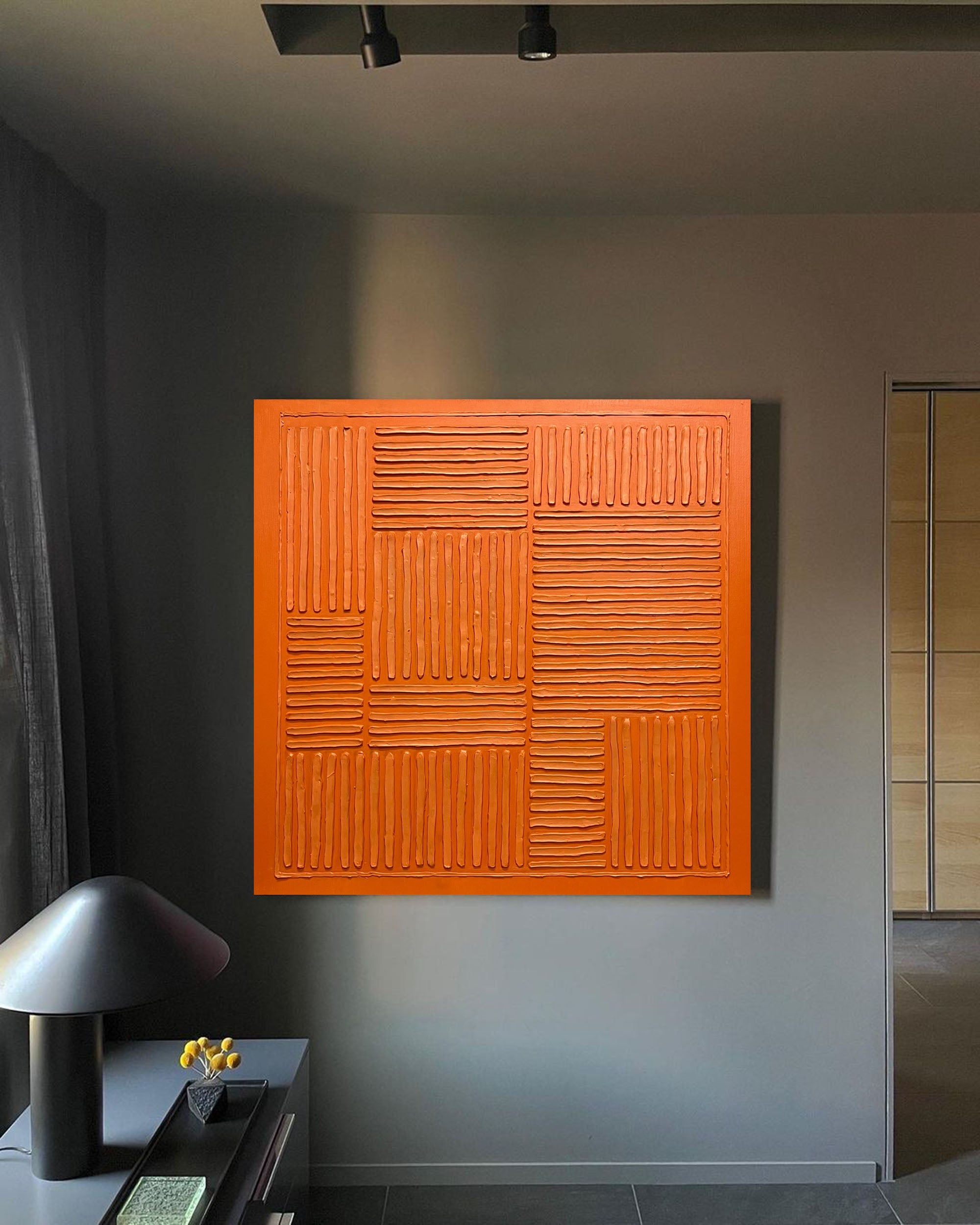 Wall Art Orange Energetic Abstract Chaotic