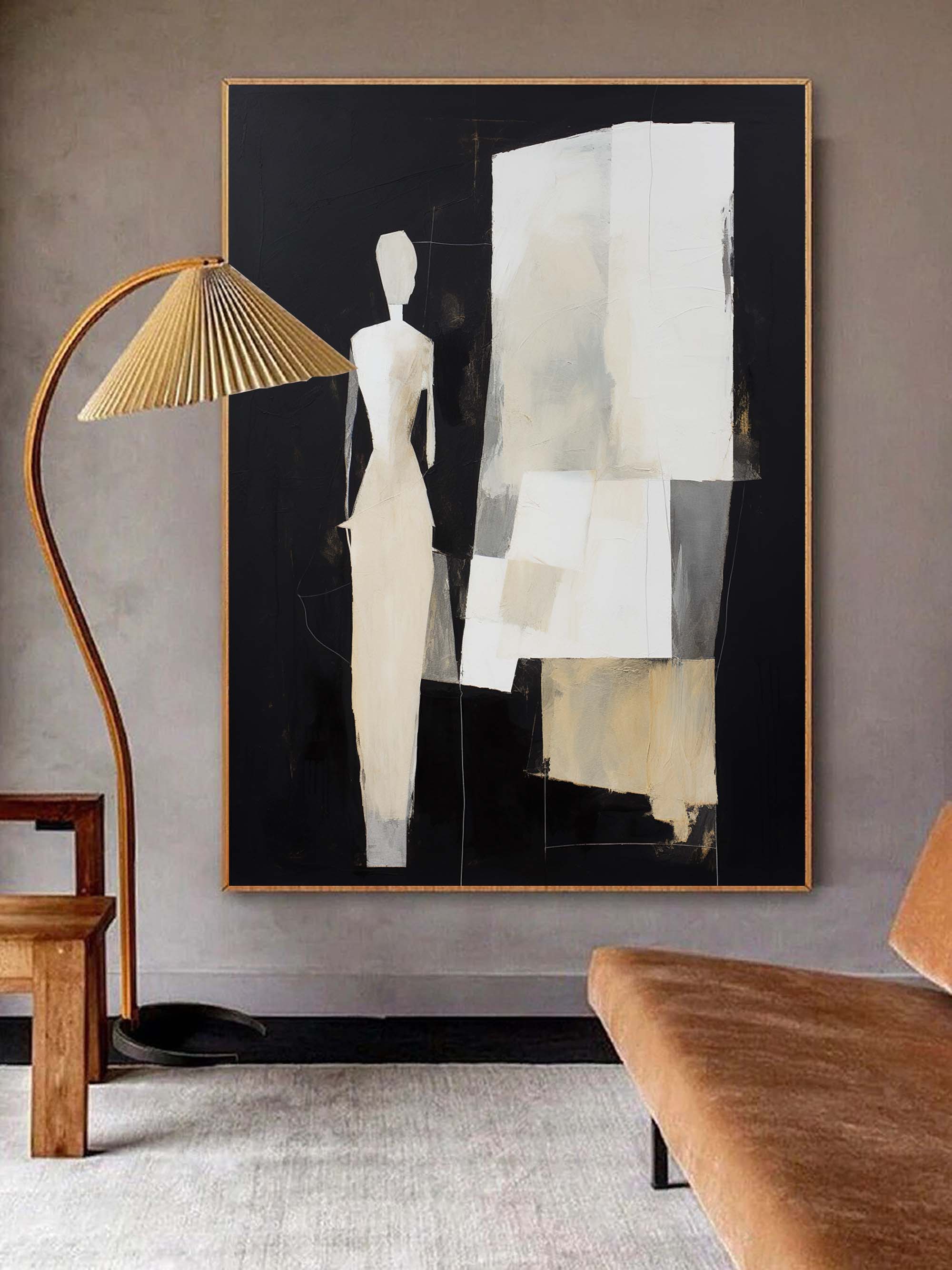 Wall Art Contemporary Abstract Silhouettes Linen Canvas