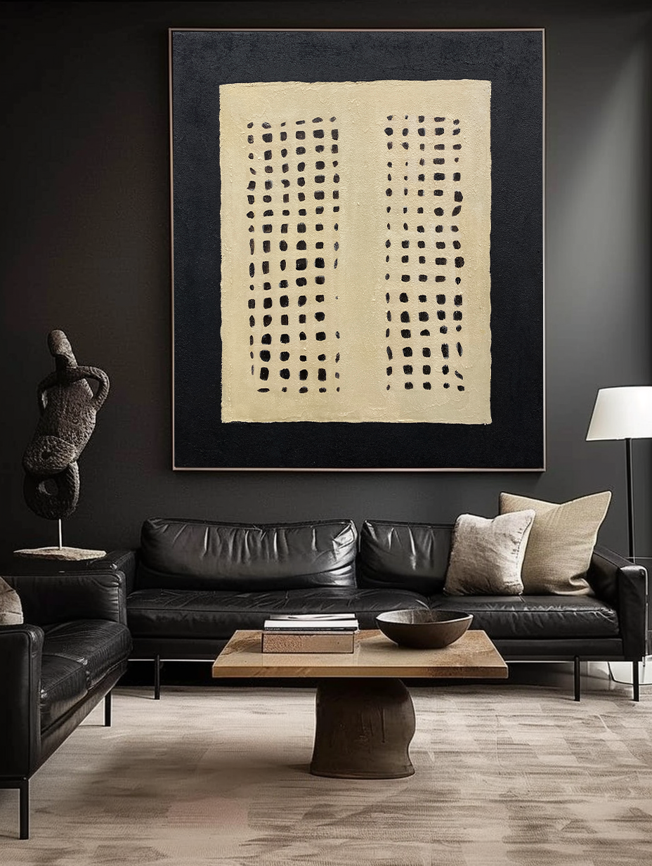 Black Beige Geometric Minimalist Painting