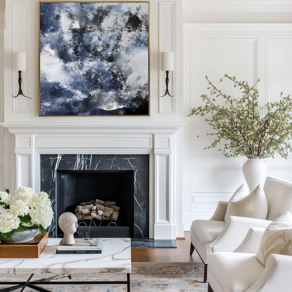 Blue Black Abstract Painting