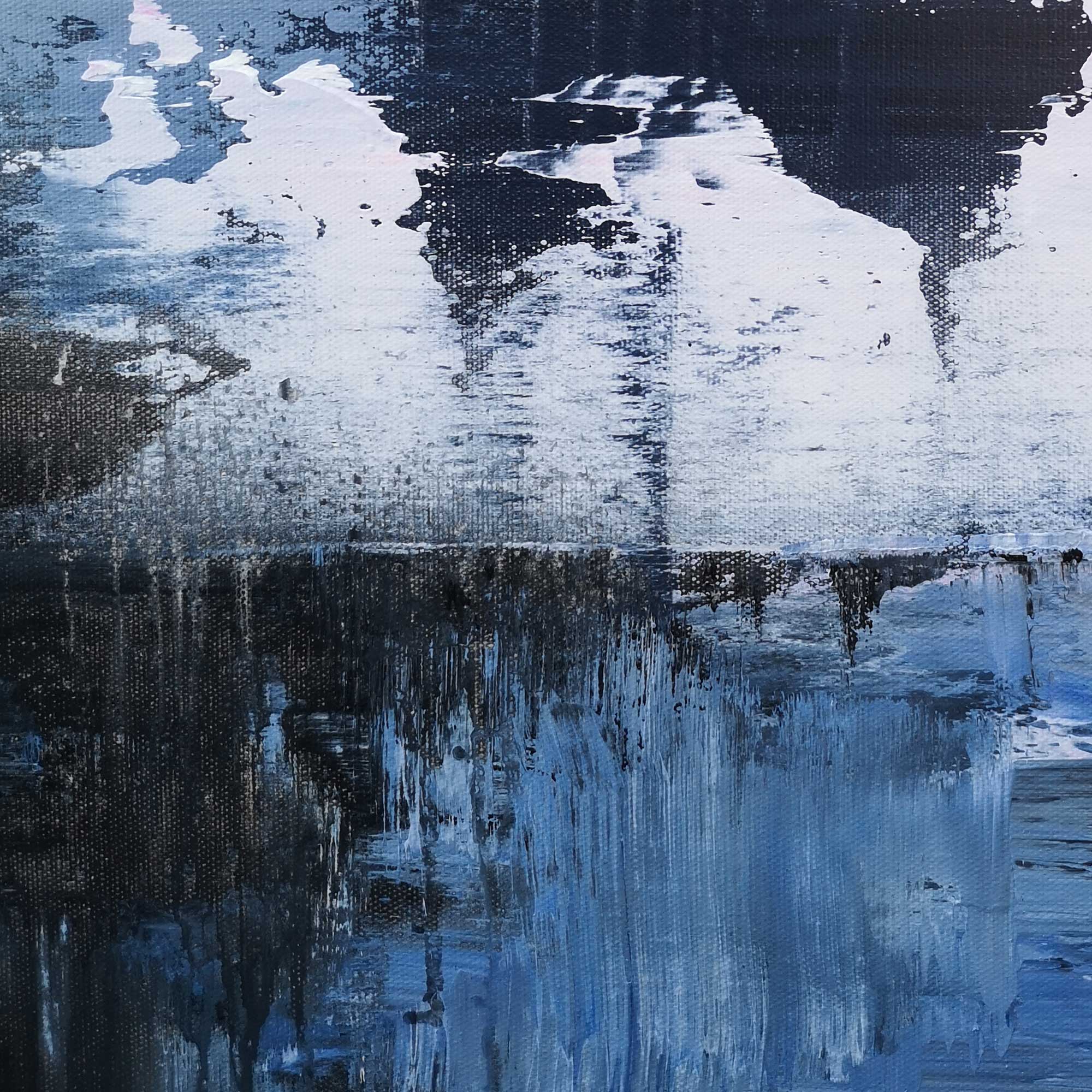 Blue‑Purple‑White Vertical Seascape Blended Impasto‑Textured Artwork