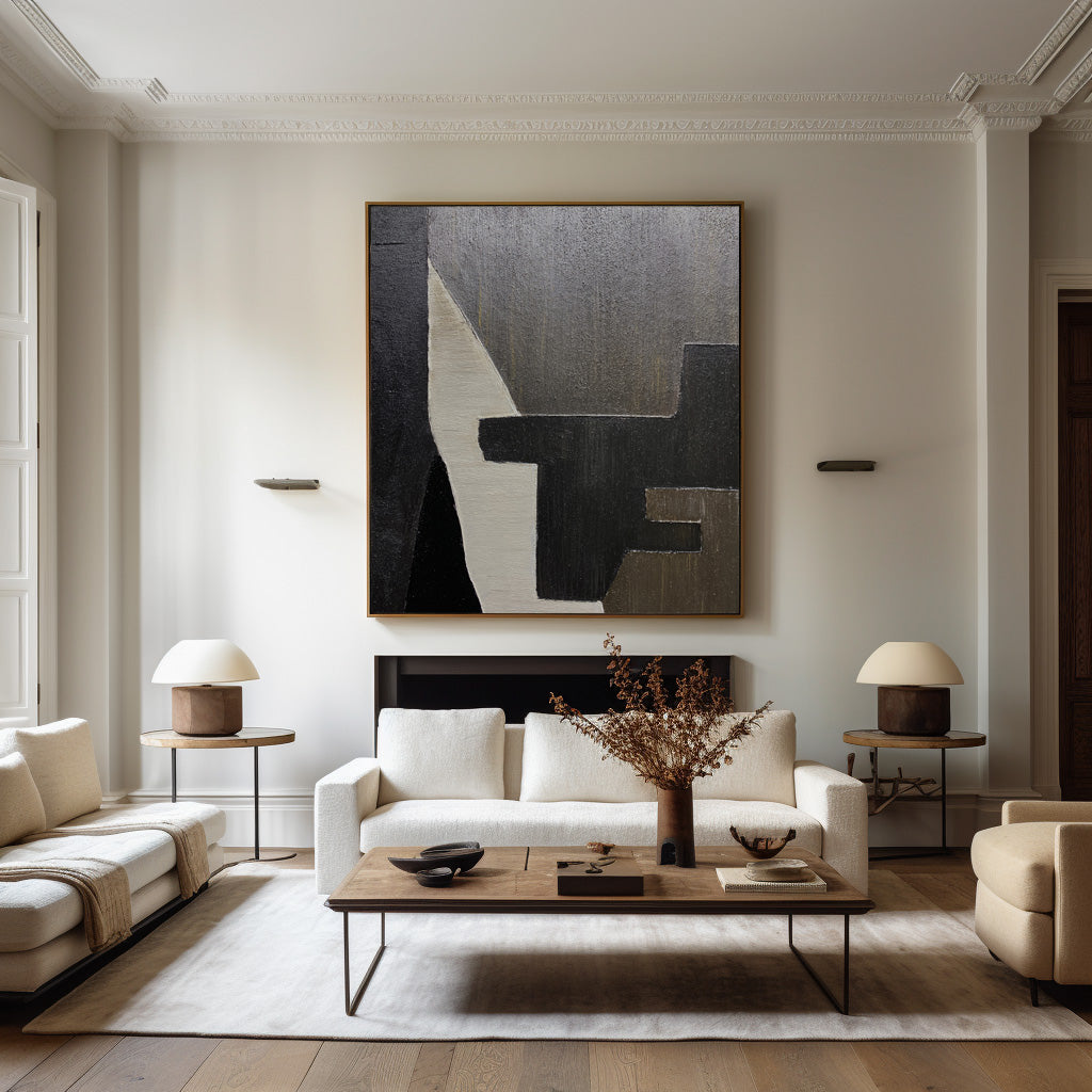 Black And Brown Abstract Painting ABAV190 - Neutralighting
