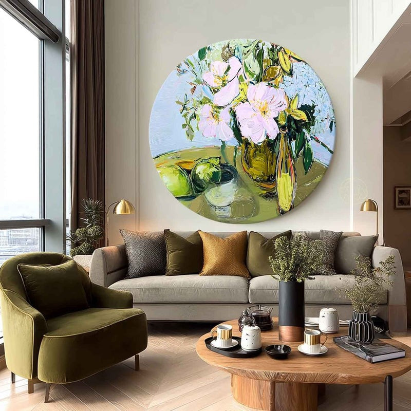 Floral Still Life Round Painting
